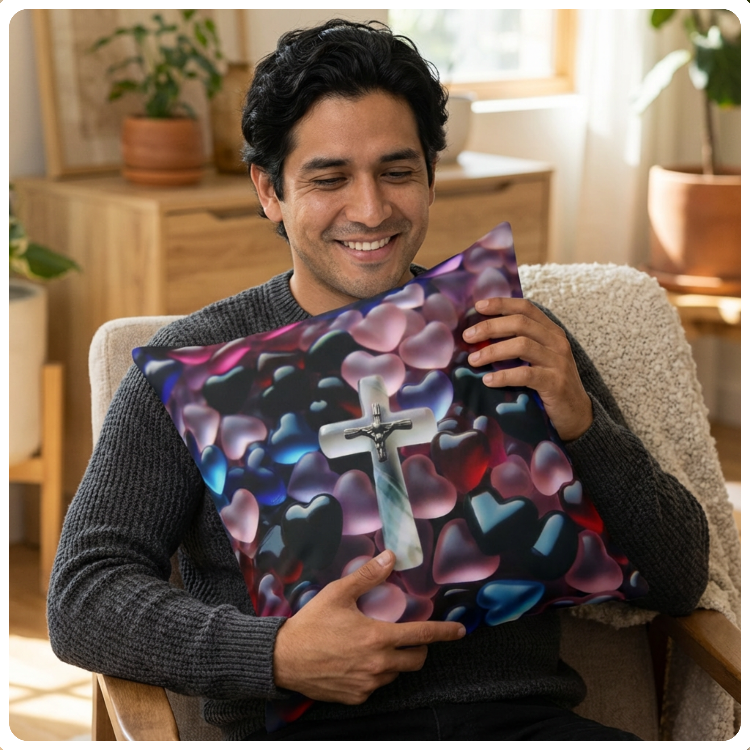 Pillows with Hearts | Decorative Square Couch Cushion product thumbnail image