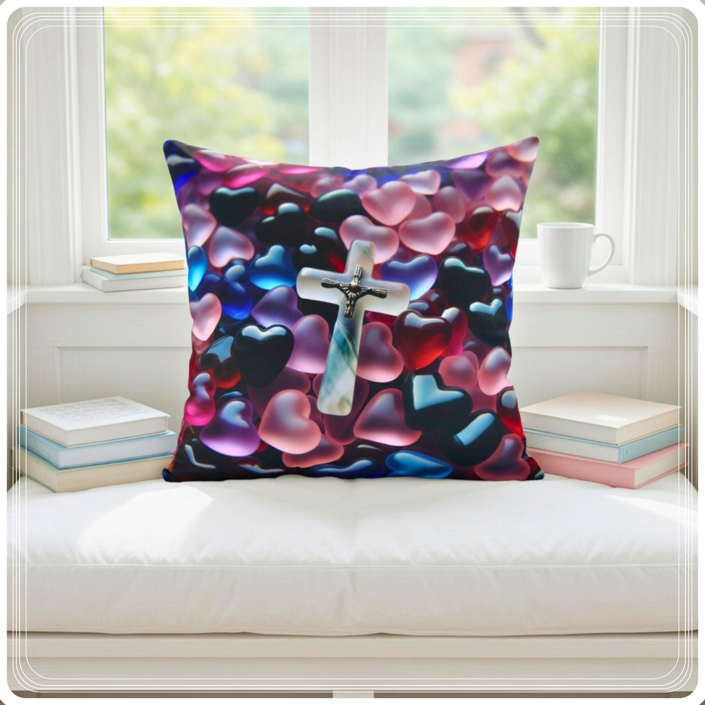 Pillows with Hearts | Decorative Square Couch Cushion product thumbnail image Pillows with Hearts | Decorative Square Couch Cushion product thumbnail image