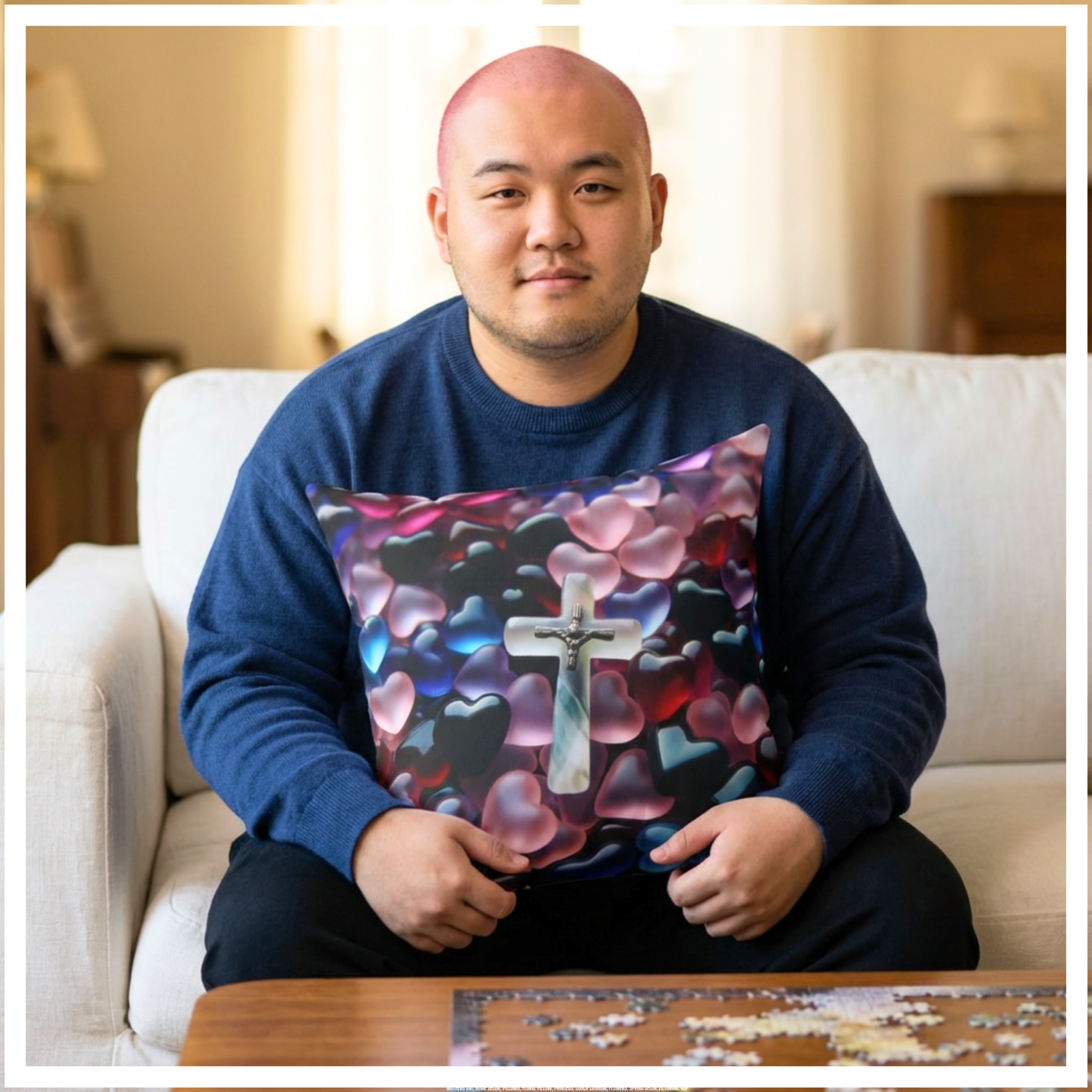 Pillows with Hearts | Decorative Square Couch Cushion product thumbnail image Pillows with Hearts | Decorative Square Couch Cushion product thumbnail image