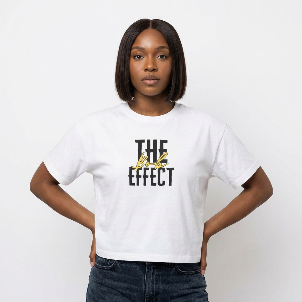 Black Hairstyle Appreciation Bob Hair Cut "The Bob Effect" Cute Cropped Boxy Graphic Baby Tee product thumbnail image Black Hairstyle Appreciation Bob Hair Cut "The Bob Effect" Cute Cropped Boxy Graphic Baby Tee product thumbnail image