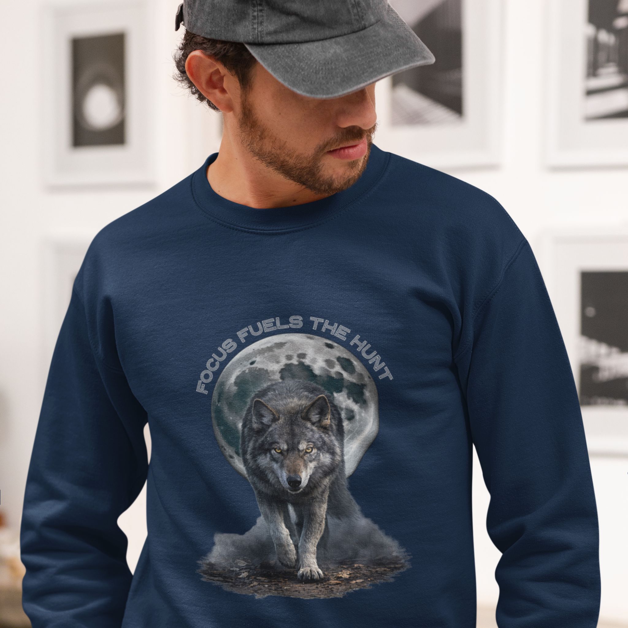 Focus Fuels the Hunt Wolf Graphic Sweatshirt | Gildan 18000 Crewneck product thumbnail image