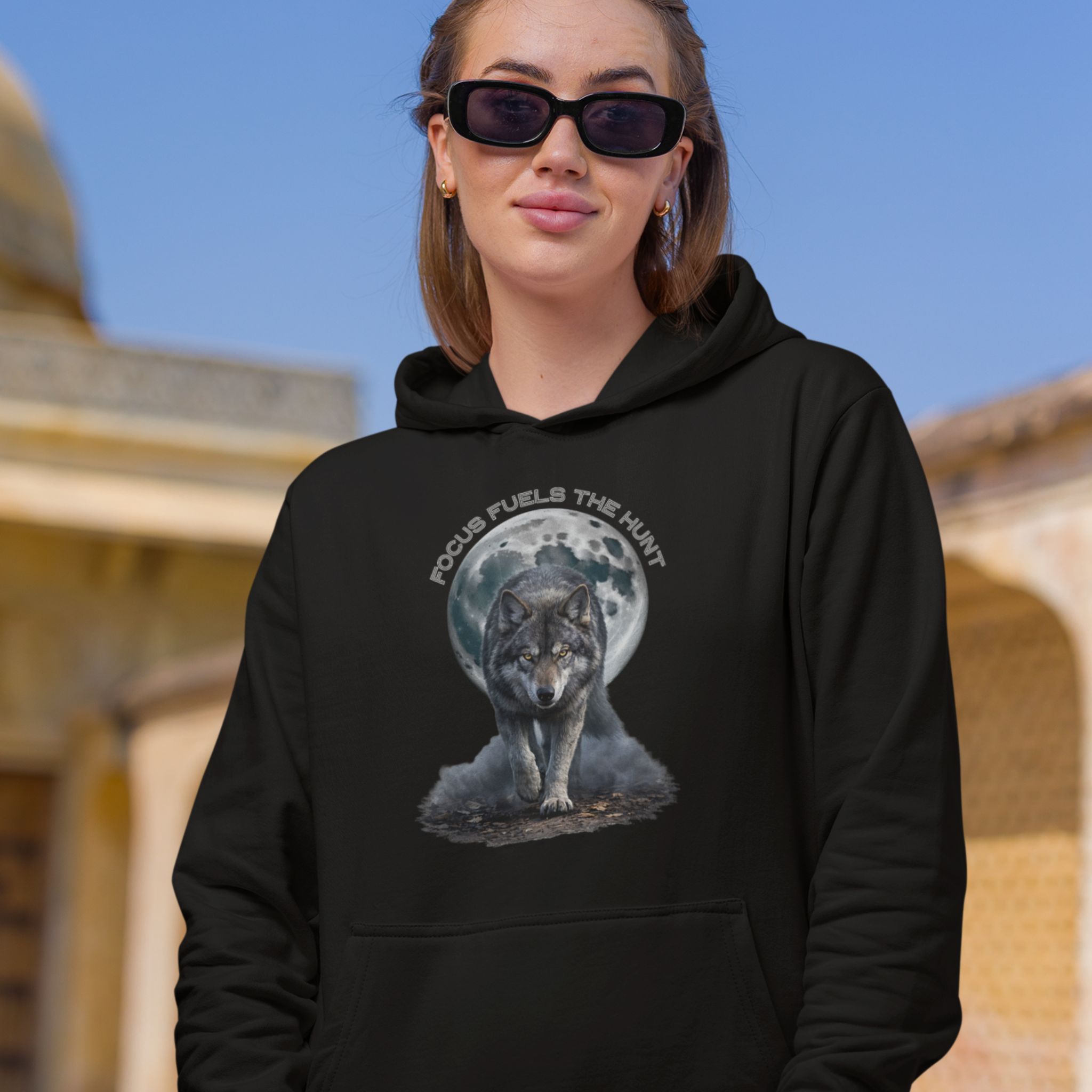 Wolf Graphic Hoodie | Focus Fuels The Hunt Pullover Hoodie product thumbnail image
