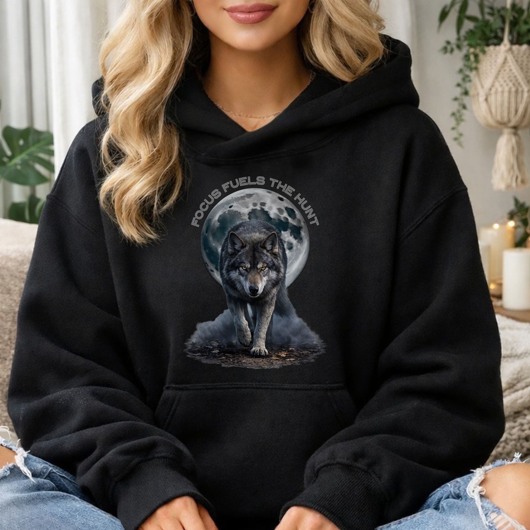 Wolf Graphic Hoodie | Focus Fuels The Hunt Pullover Hoodie product thumbnail image Wolf Graphic Hoodie | Focus Fuels The Hunt Pullover Hoodie product thumbnail image