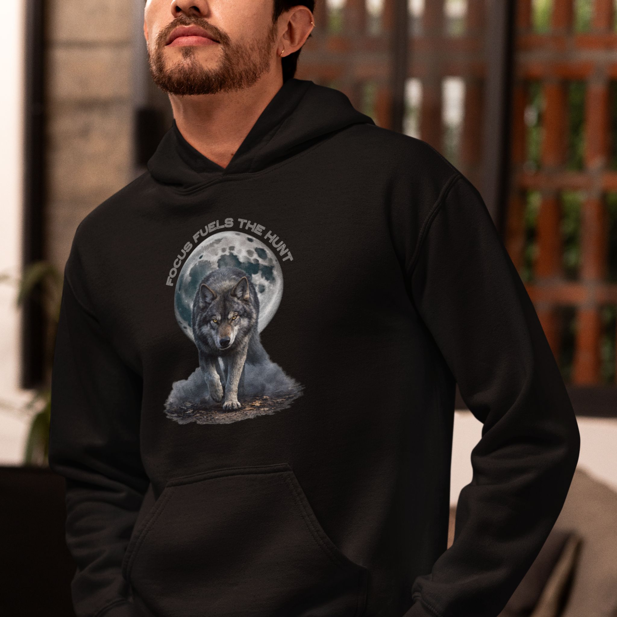 Wolf Graphic Hoodie | Focus Fuels The Hunt Pullover Hoodie product thumbnail image