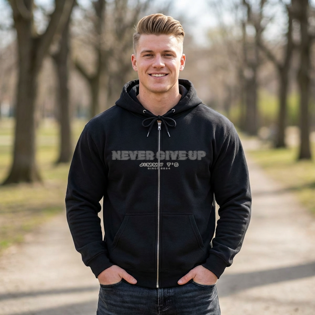 Jimmy T's Apparel Never Give Up Unisex Heavy Blend™ Full Zip Hooded Sweatshirt product thumbnail image Jimmy T's Apparel Never Give Up Unisex Heavy Blend™ Full Zip Hooded Sweatshirt product thumbnail image