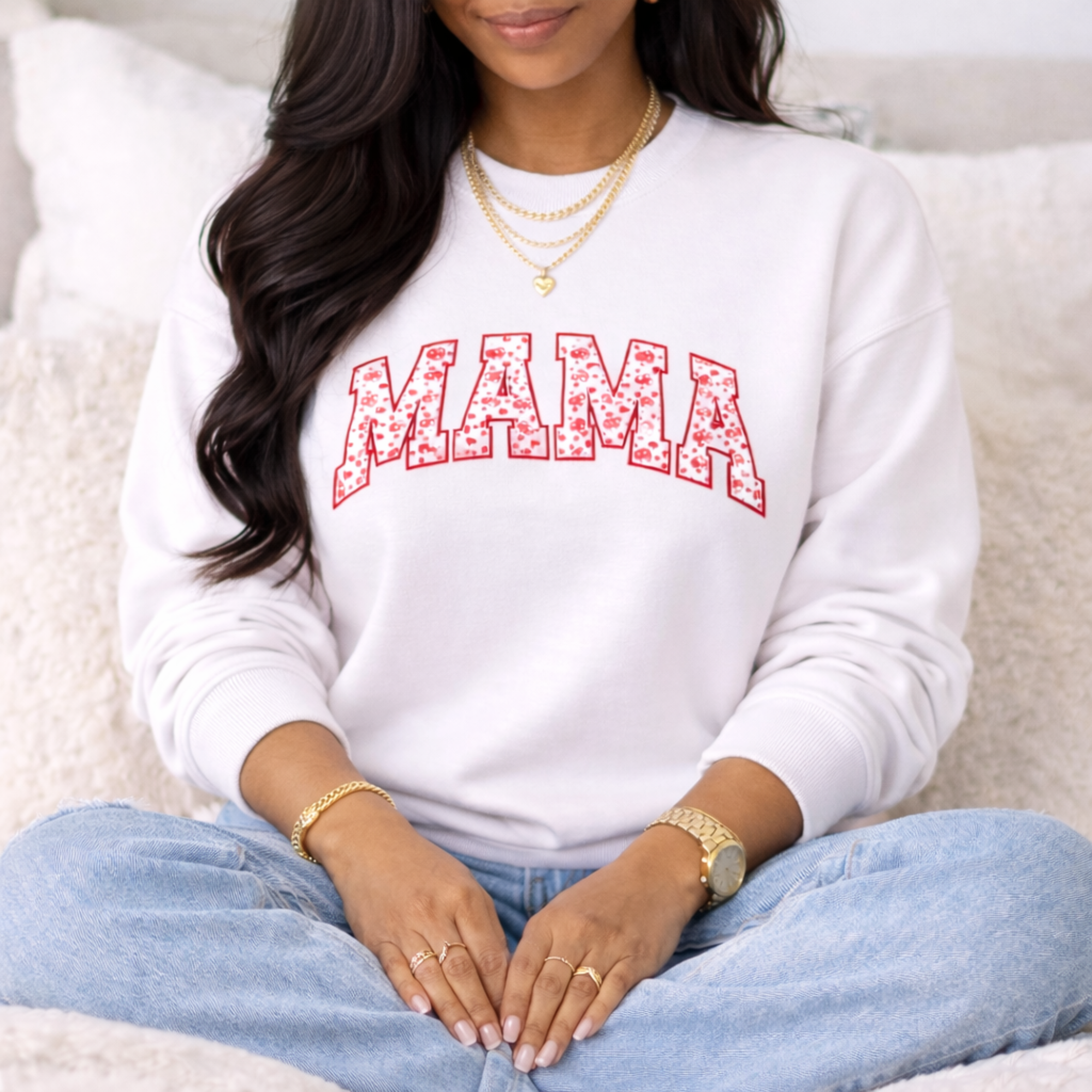 Mama Sweatshirt for Women, Valentine Mama Crewneck, Mothers Day Gift for Mom, Cozy Heart Mama Pullover, Neutral Mom Sweatshirt product thumbnail image Mama Sweatshirt for Women, Valentine Mama Crewneck, Mothers Day Gift for Mom, Cozy Heart Mama Pullover, Neutral Mom Sweatshirt product thumbnail image