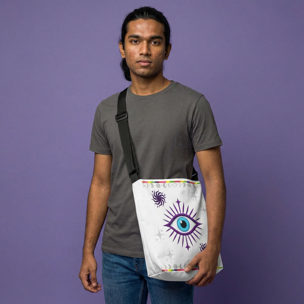 Mystic Third Eye Tote Bag – Adjustable Spiritual Eye AOP Shoulder Tote product thumbnail image Mystic Third Eye Tote Bag – Adjustable Spiritual Eye AOP Shoulder Tote product thumbnail image