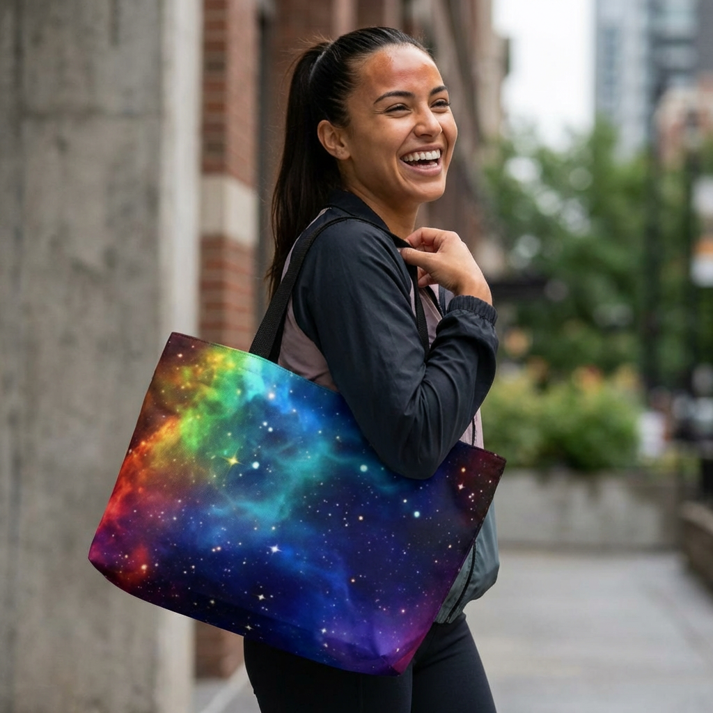 Galaxy Weekender Tote Bag — Colorful Nebula Space Travel Bag product thumbnail image