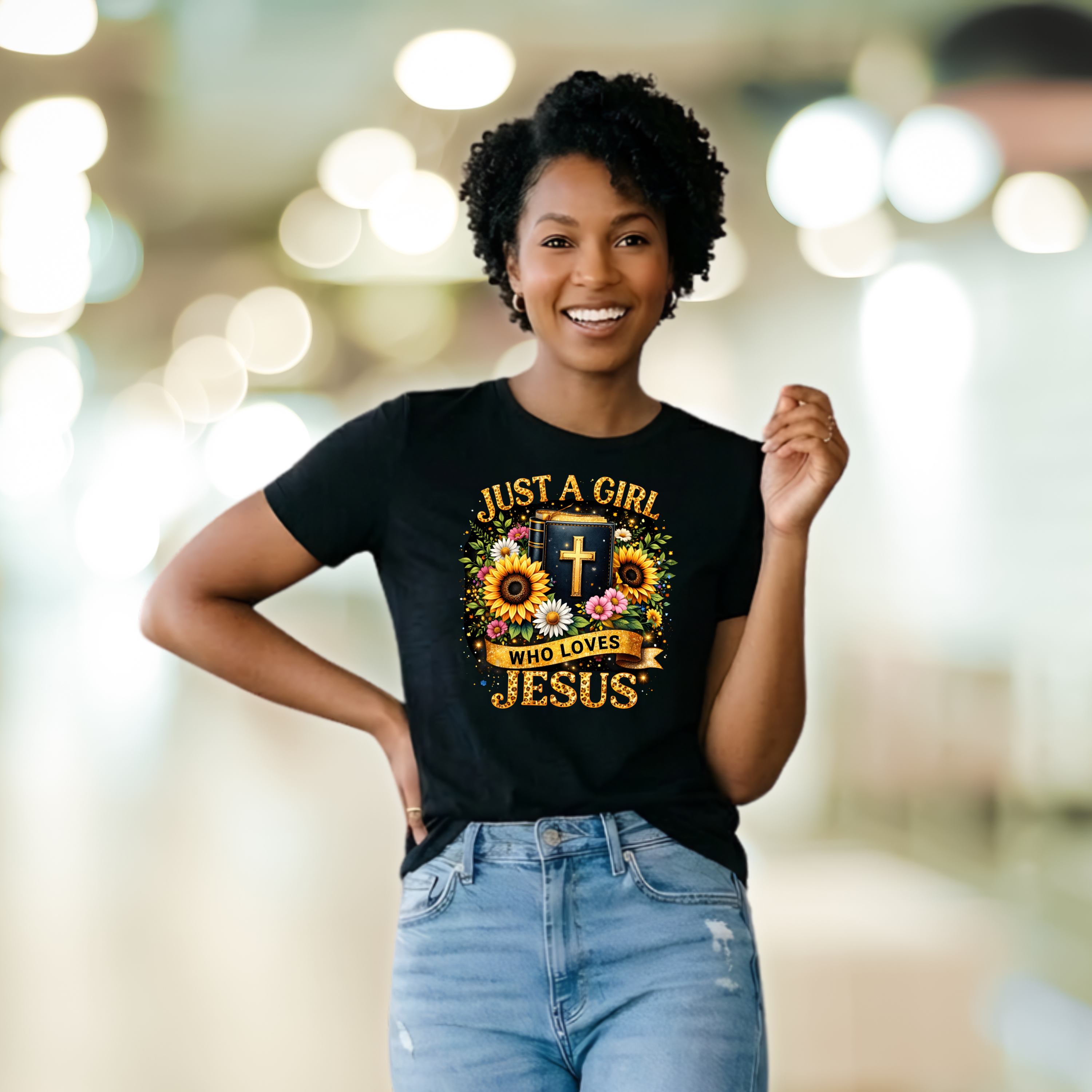 Just a Girl Who Loves Jesus Floral Tee product thumbnail image