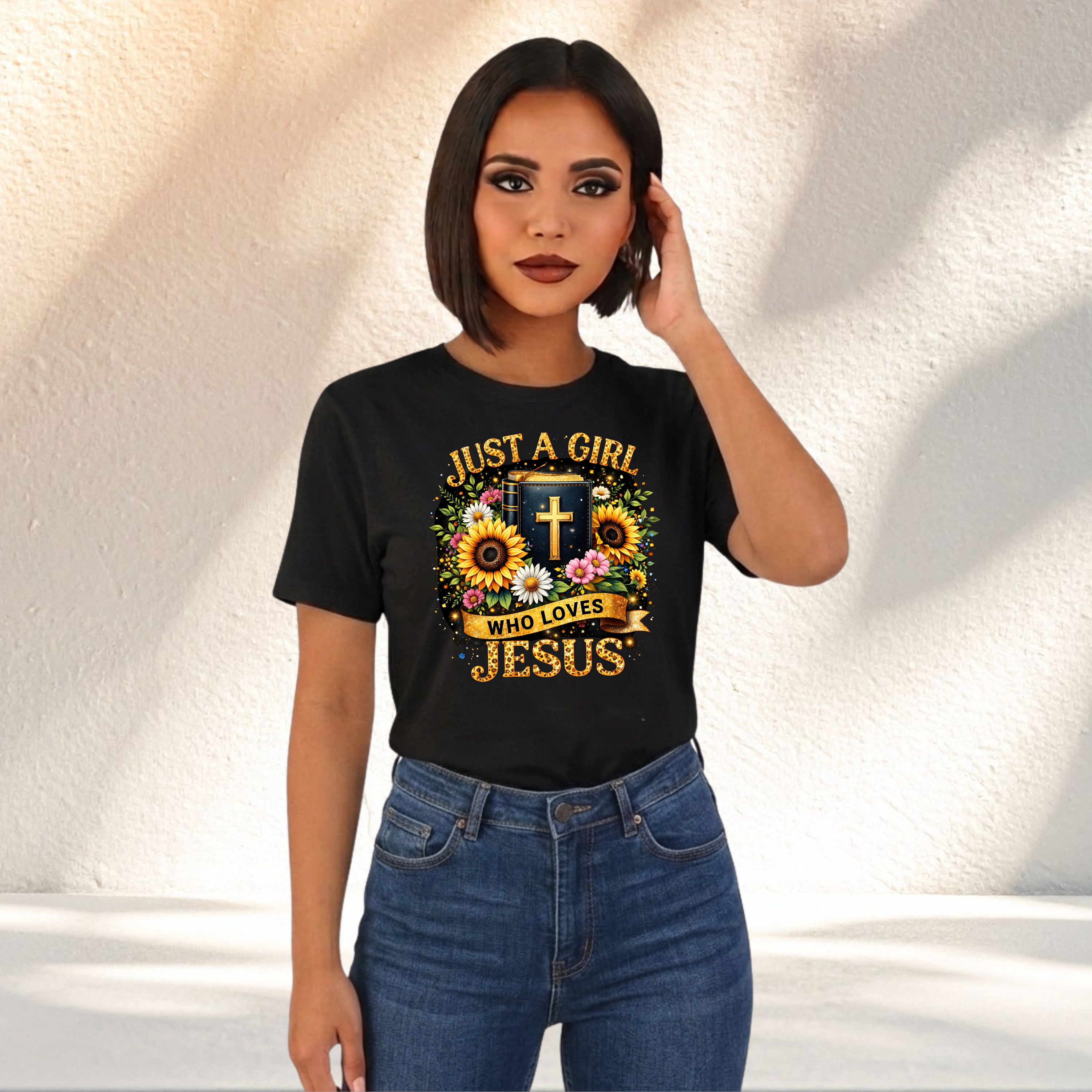 Just a Girl Who Loves Jesus Floral Tee product thumbnail image