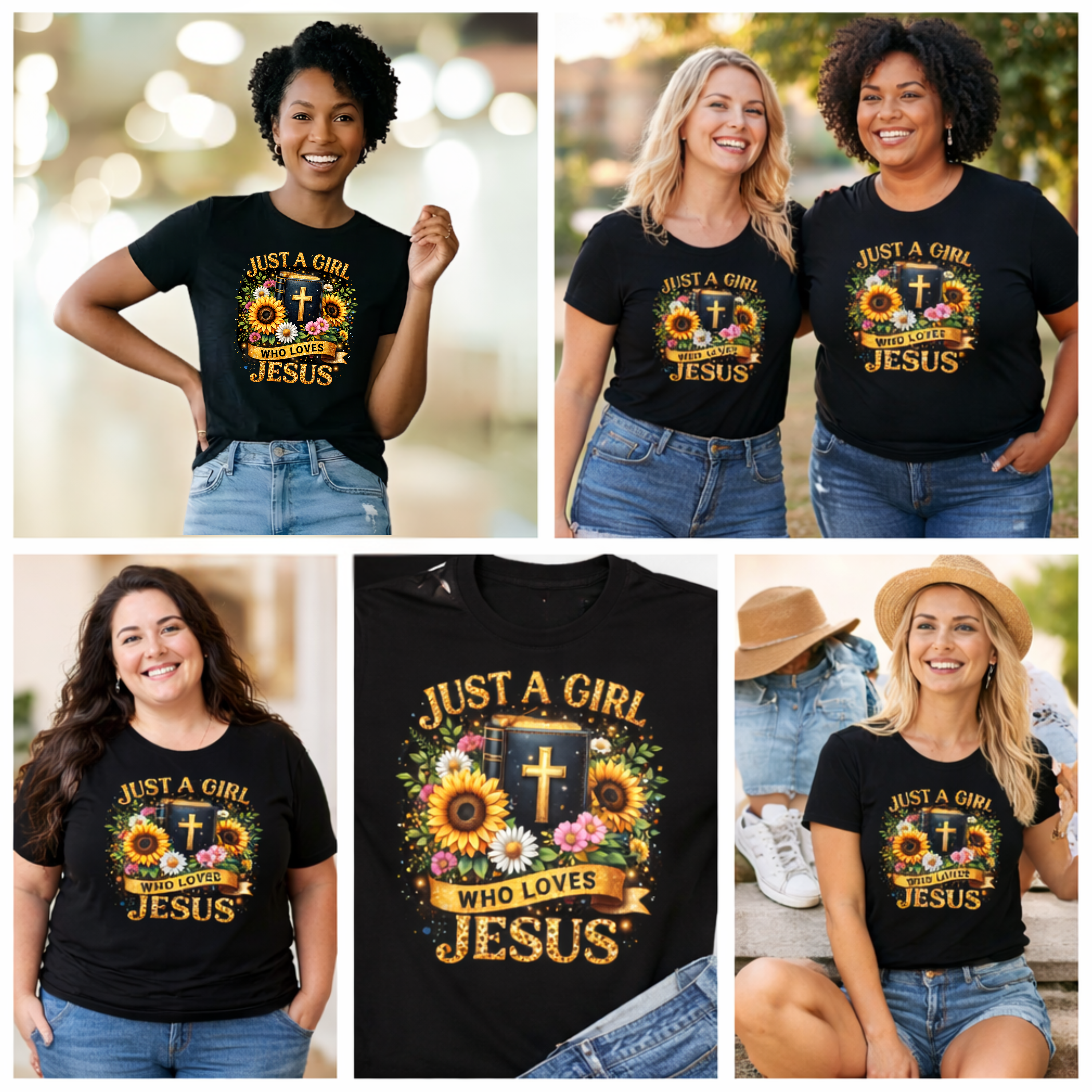 Just a Girl Who Loves Jesus Floral Tee product thumbnail image