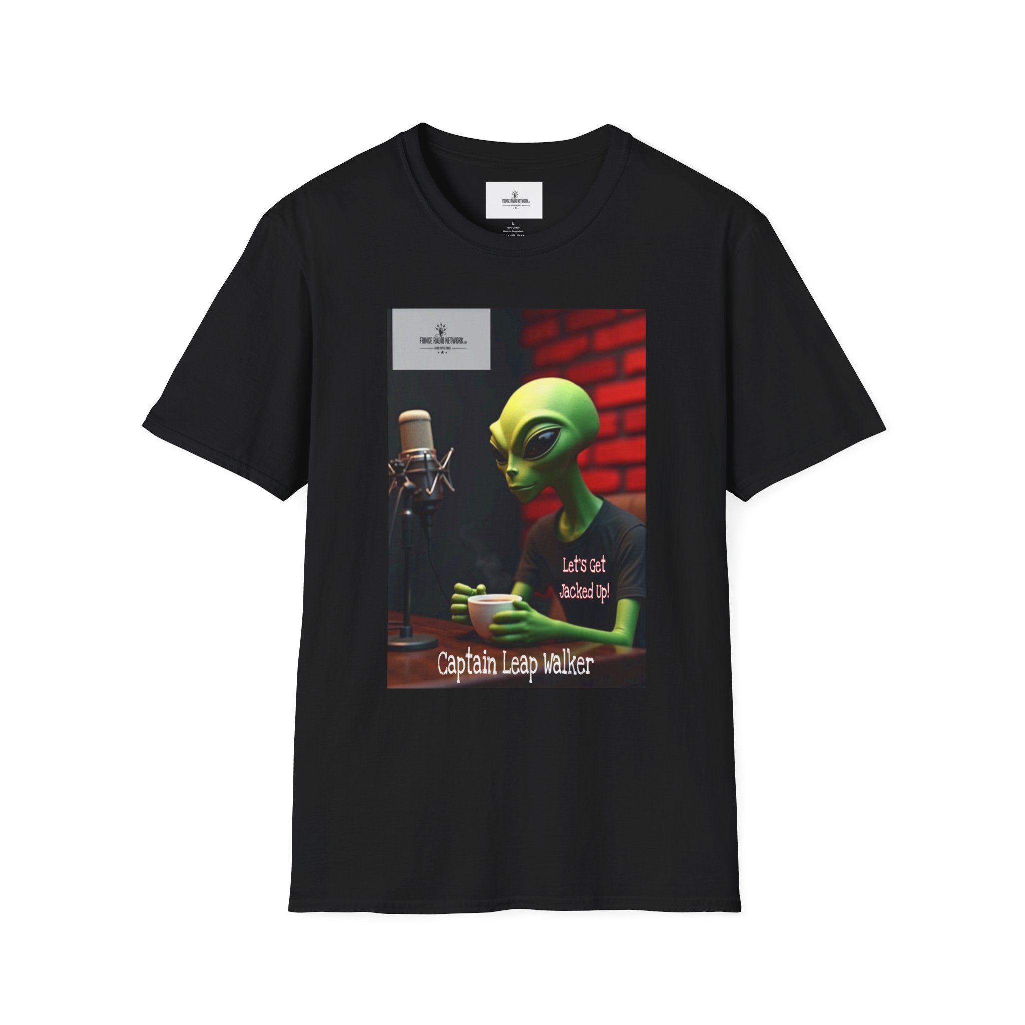 Alien Captain Leap Walker- T‑Shirt – From 'Let's Get Jacked Up' Retro Studio Graphic Tee