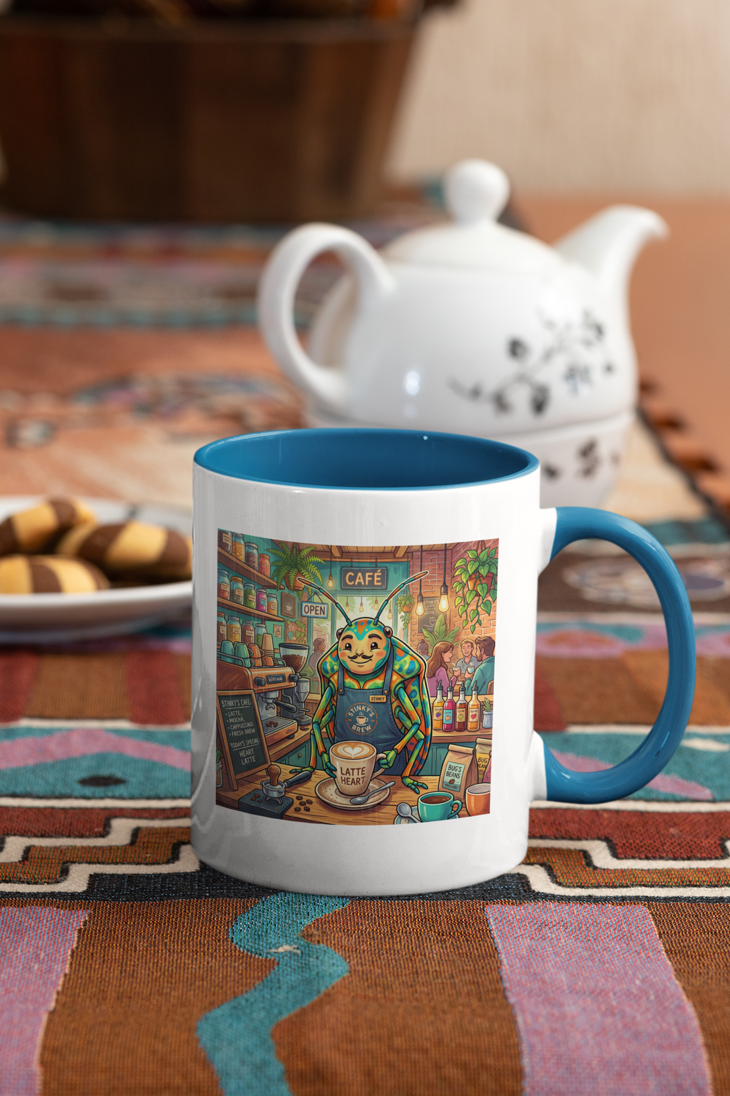 "Man-faced" Stink Bug Café Accent Coffee &amp; Tea Mug | Cute Insect Barista Heart Latte Art Cup (11/15oz) product thumbnail image