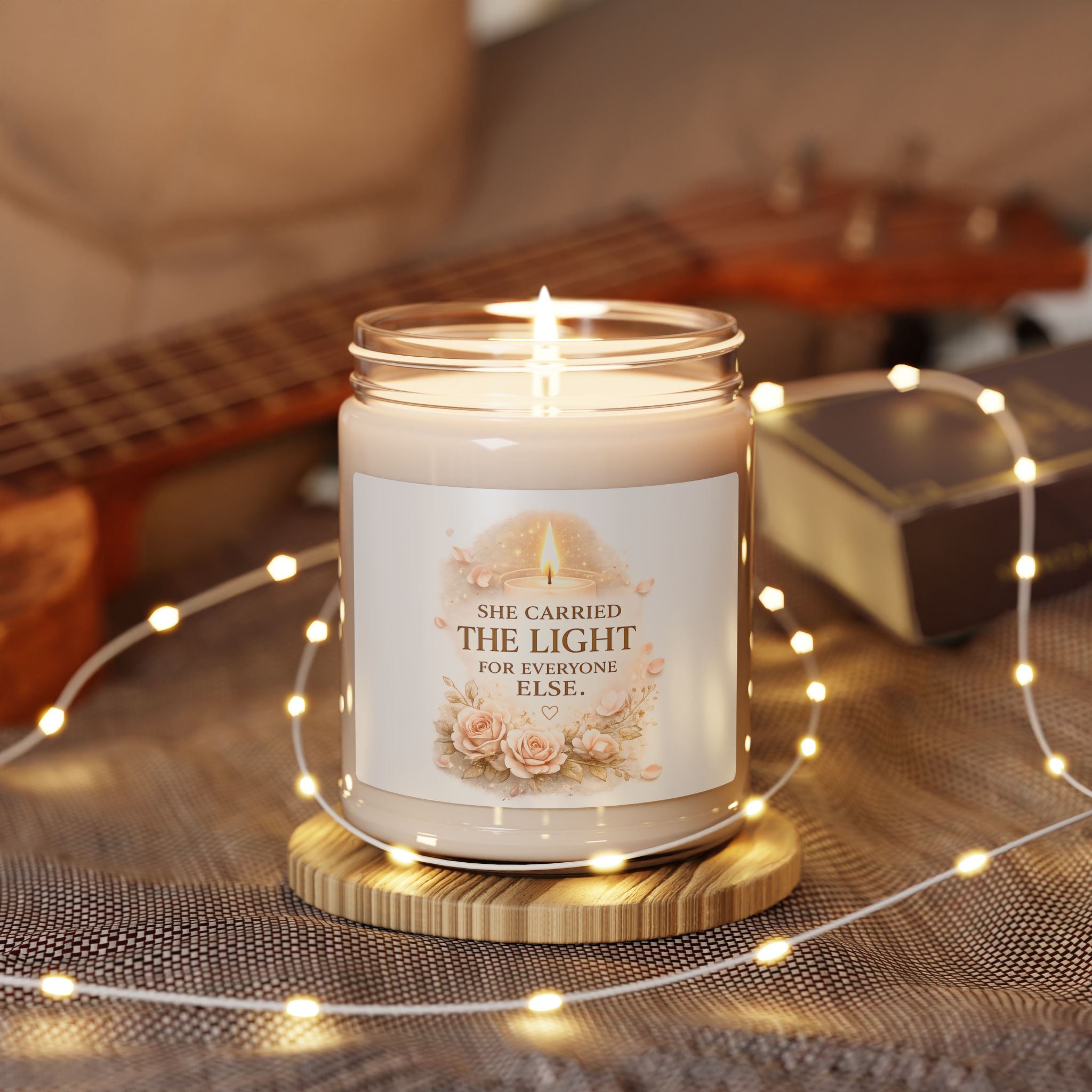 Inspirational Soy Candle - "She Carried The Light" 9oz (Floral Memorial Gift) product thumbnail image