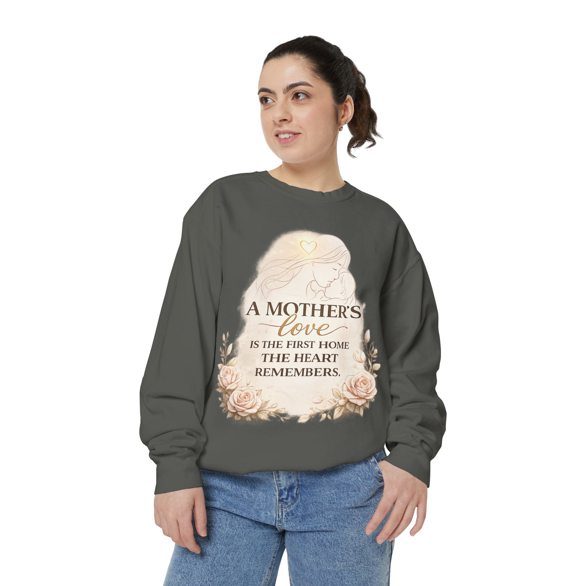 Mother's Love Sweatshirt — "A Mother's Love is the First Home the Heart Remembers" Cozy Gift for Moms product thumbnail image