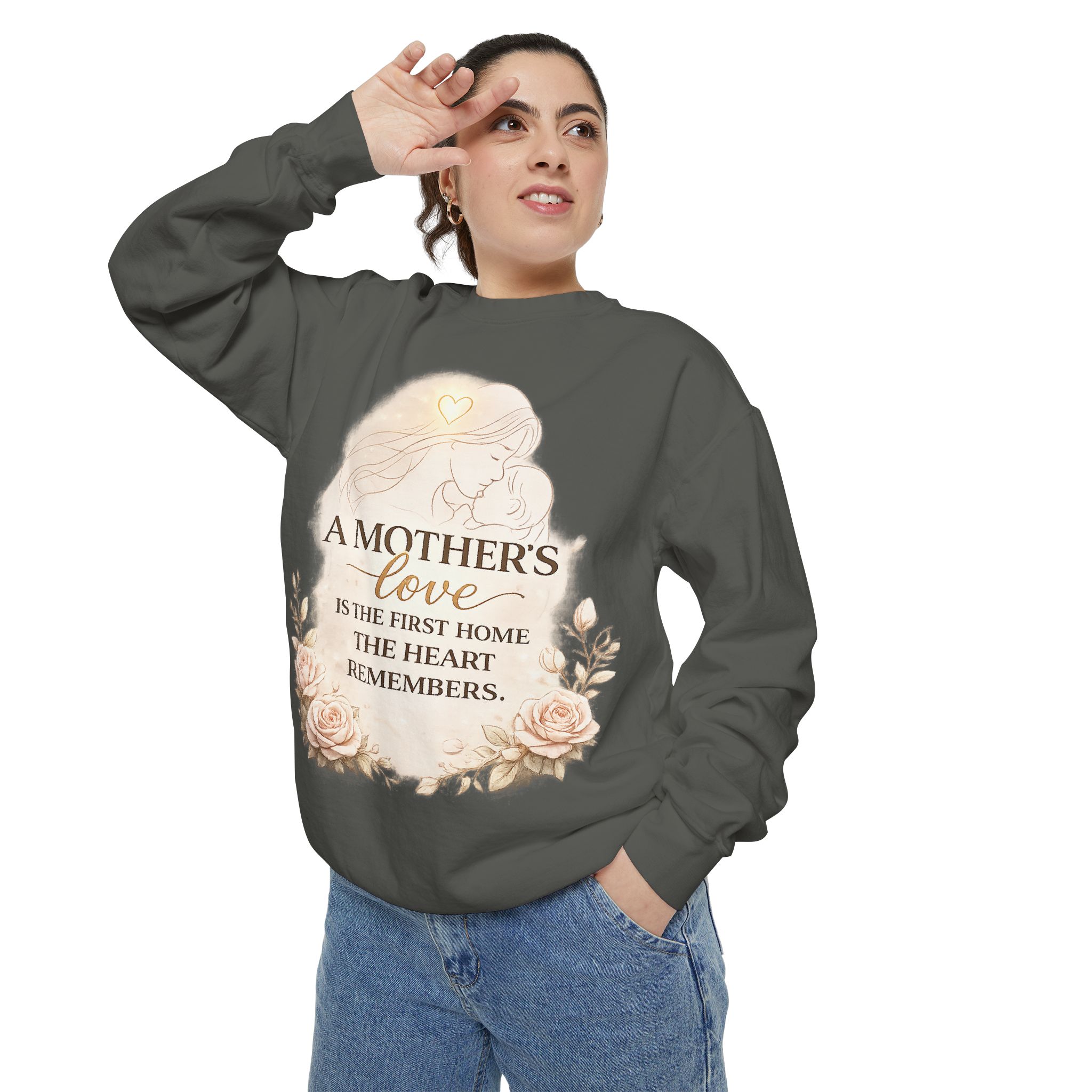 Mother's Love Sweatshirt — "A Mother's Love is the First Home the Heart Remembers" Cozy Gift for Moms product thumbnail image Mother's Love Sweatshirt — "A Mother's Love is the First Home the Heart Remembers" Cozy Gift for Moms product thumbnail image