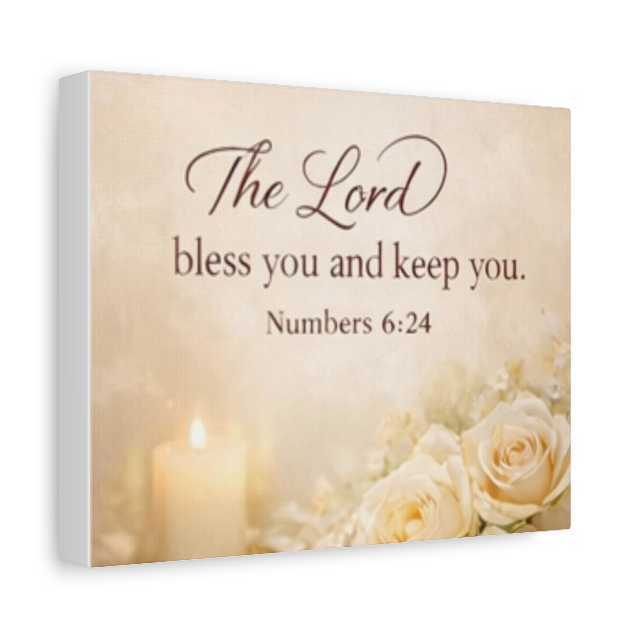 Canvas Wall Art - "The Lord bless you and keep you" (Numbers 6:24) Floral Candle Scripture Print product thumbnail image Canvas Wall Art - "The Lord bless you and keep you" (Numbers 6:24) Floral Candle Scripture Print product thumbnail image
