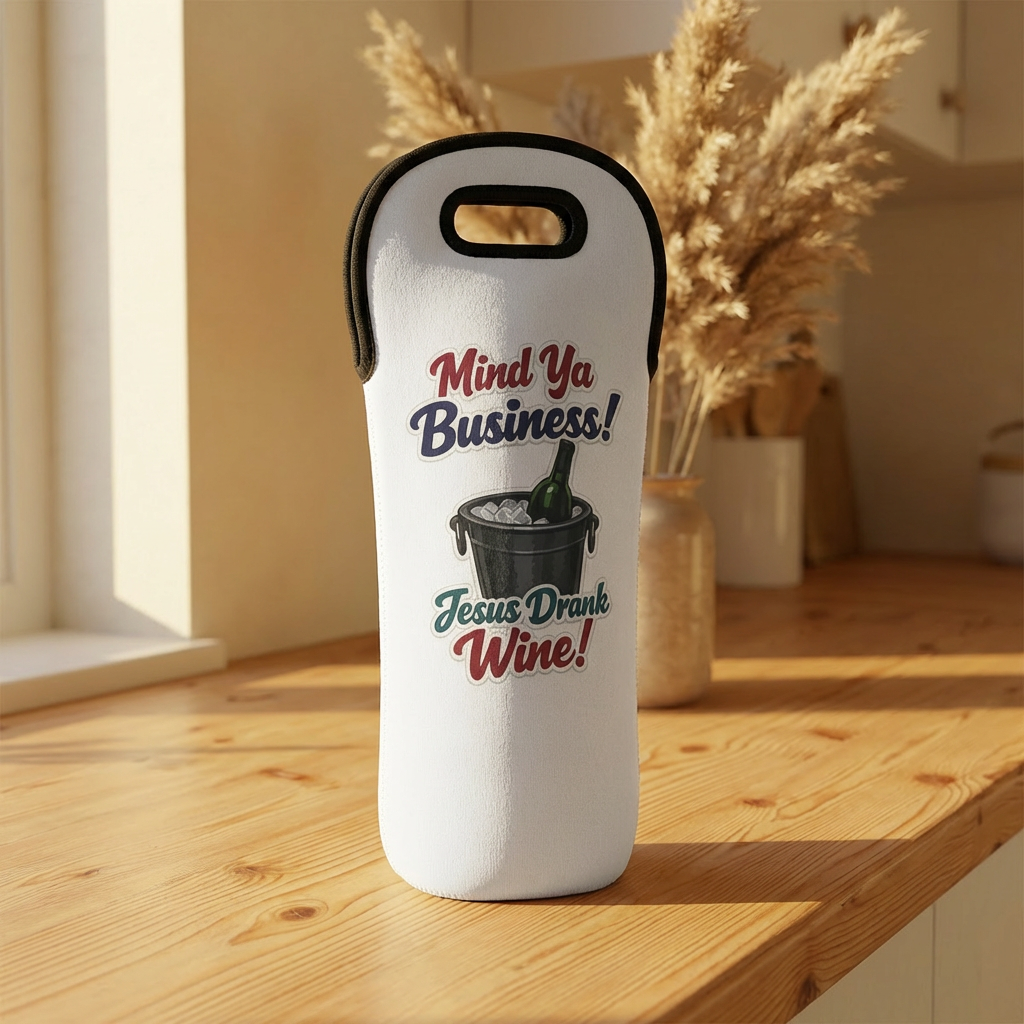 Wine Tote | Mind Ya Business! | Jesus Drank Wine! | Insulated Bottle Carrier product thumbnail image