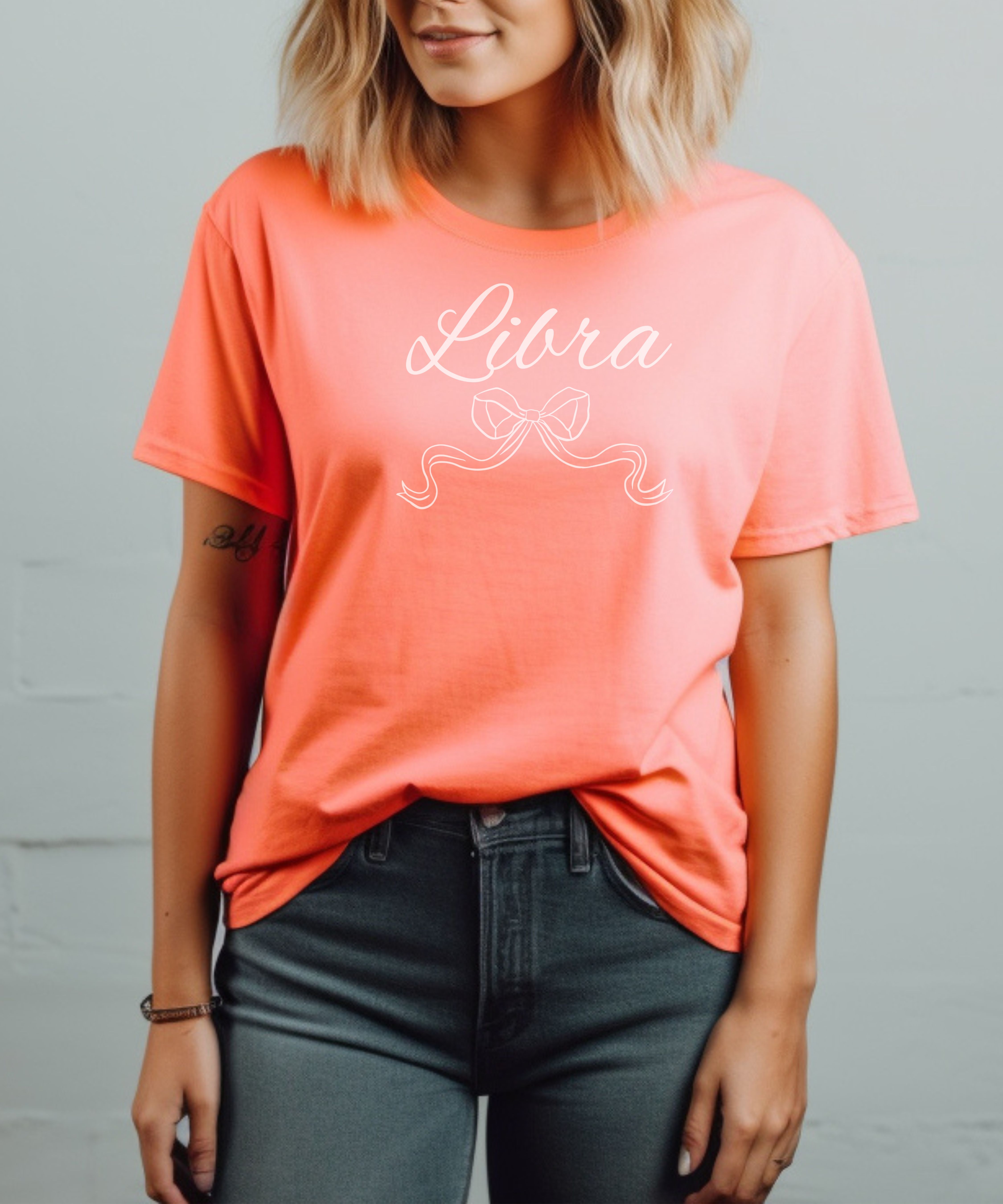Libra Ribbon T-Shirt Zodiac Astrology Graphic Tee product thumbnail image