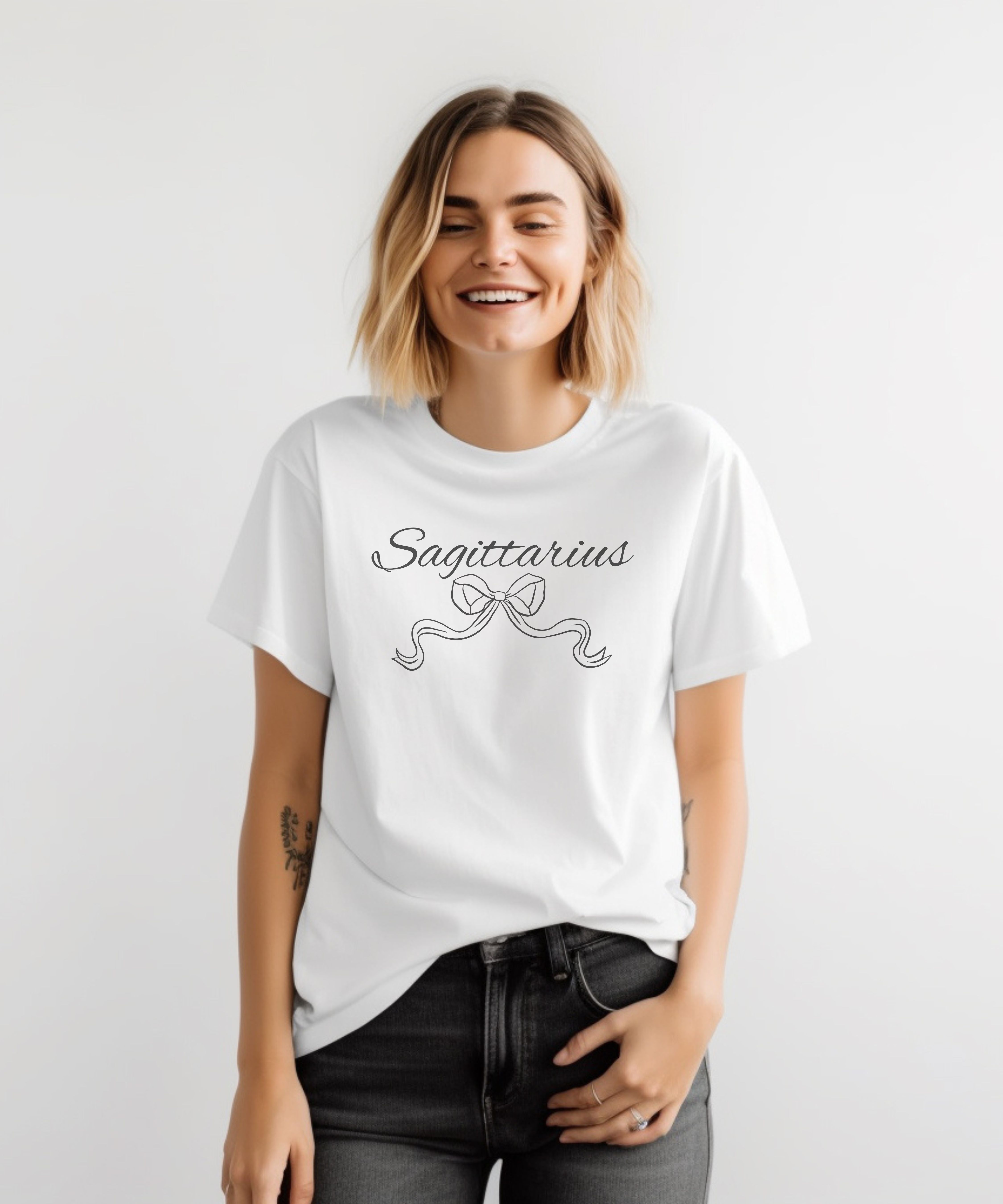 Sagittarius Zodiac T-Shirt Elegant Script Design product thumbnail image