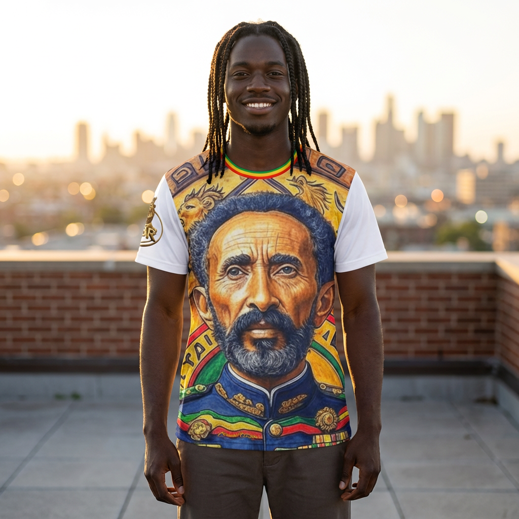 Rastafarian, Sports Jersey, Haile Selassie, AOP Tee, 