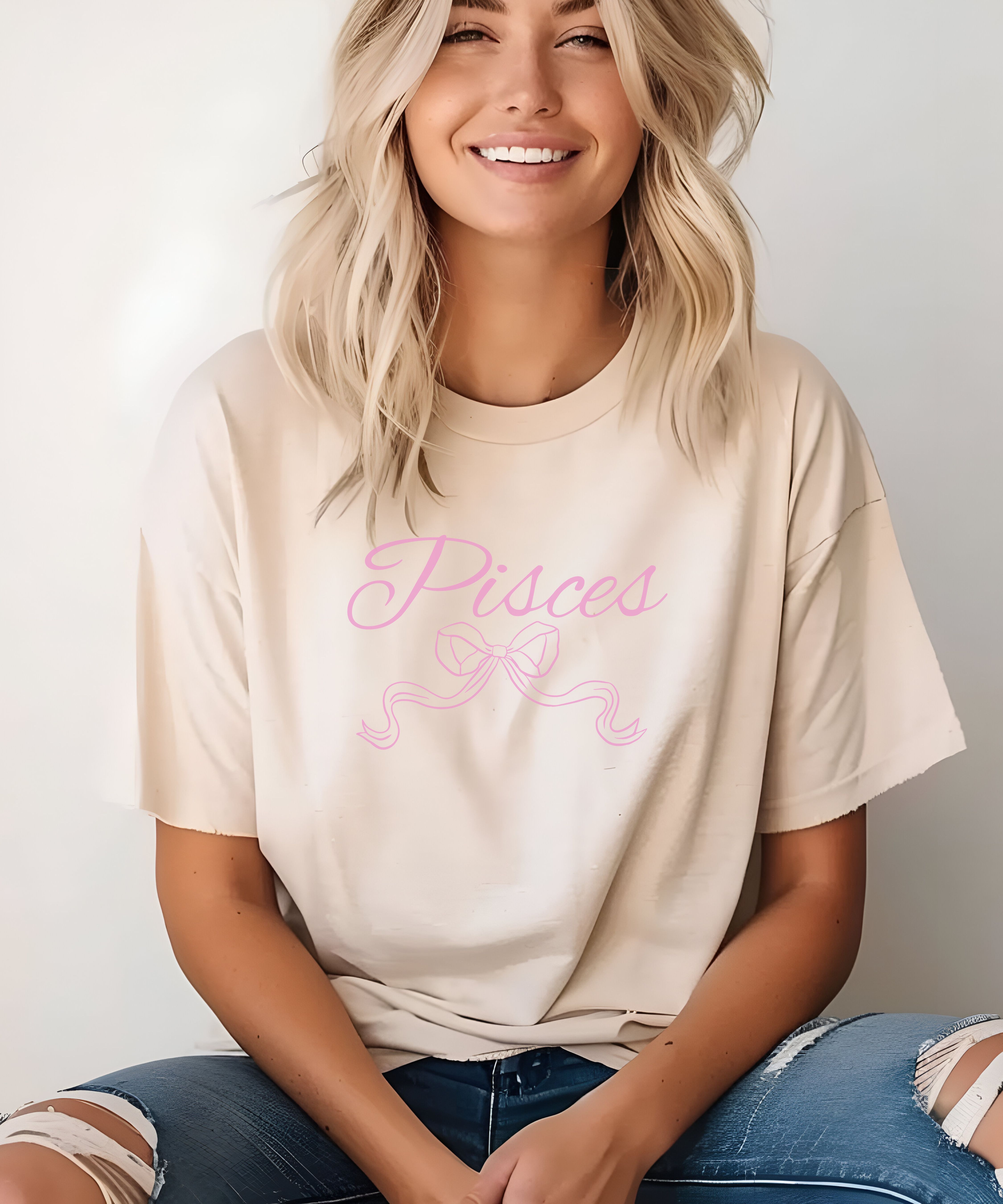 Pisces Astrology T-Shirt Pink Script Zodiac Tee product thumbnail image