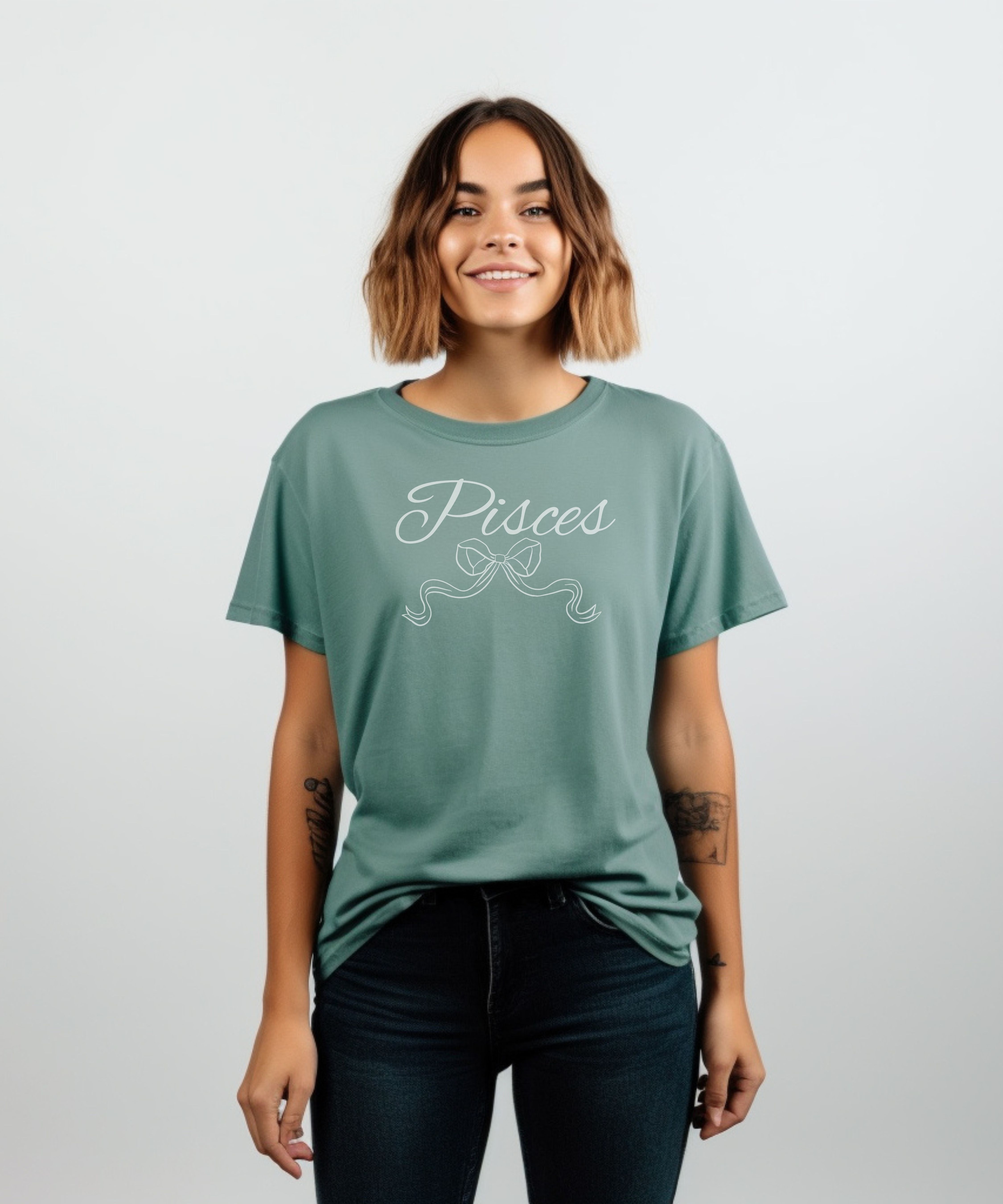 Pisces Zodiac T-Shirt Script Logo Astrological Tee product thumbnail image Pisces Zodiac T-Shirt Script Logo Astrological Tee product thumbnail image