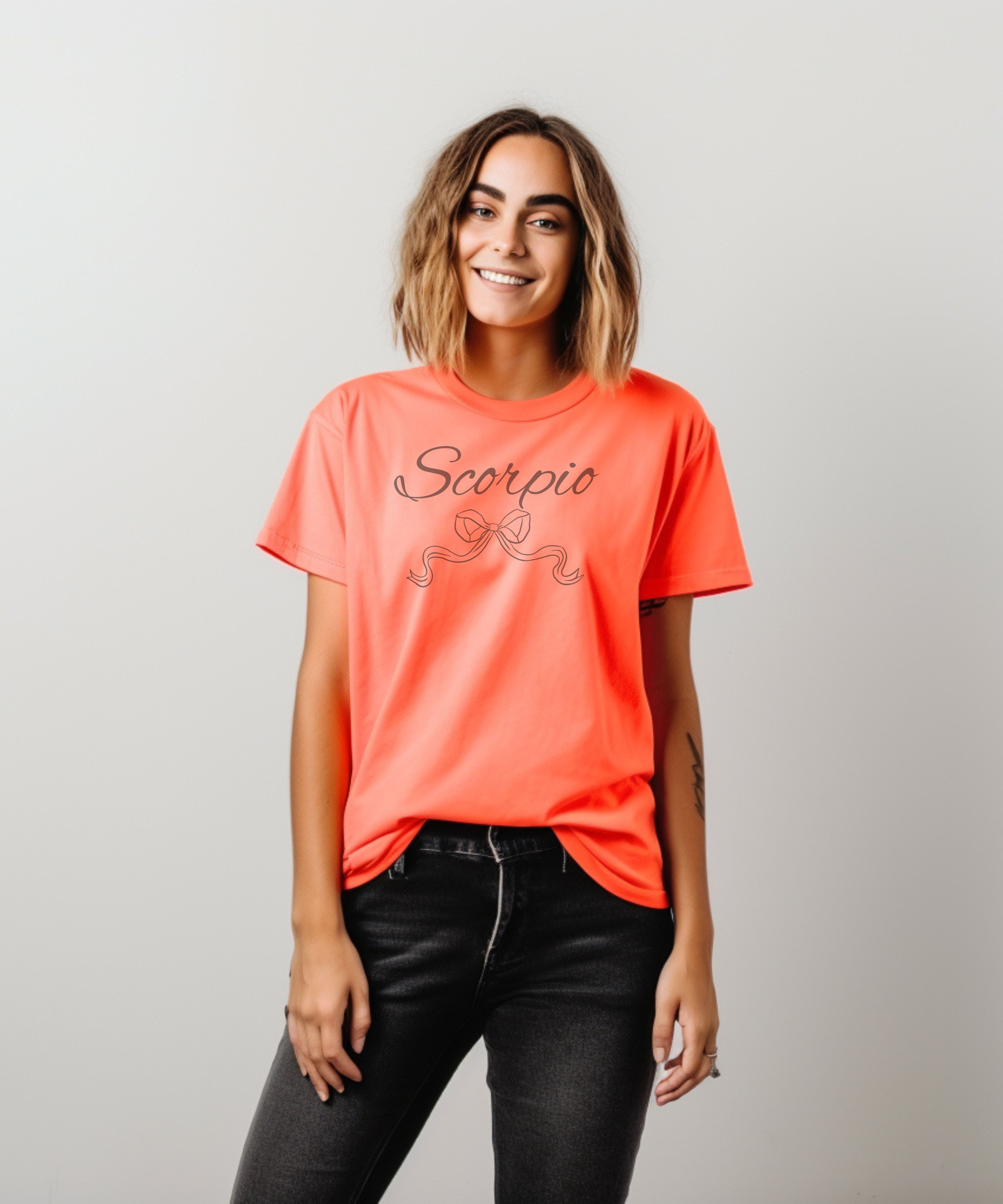 Scorpio Script Zodiac Short Sleeve Unisex Soft Girl T-Shirt product thumbnail image Scorpio Script Zodiac Short Sleeve Unisex Soft Girl T-Shirt product thumbnail image