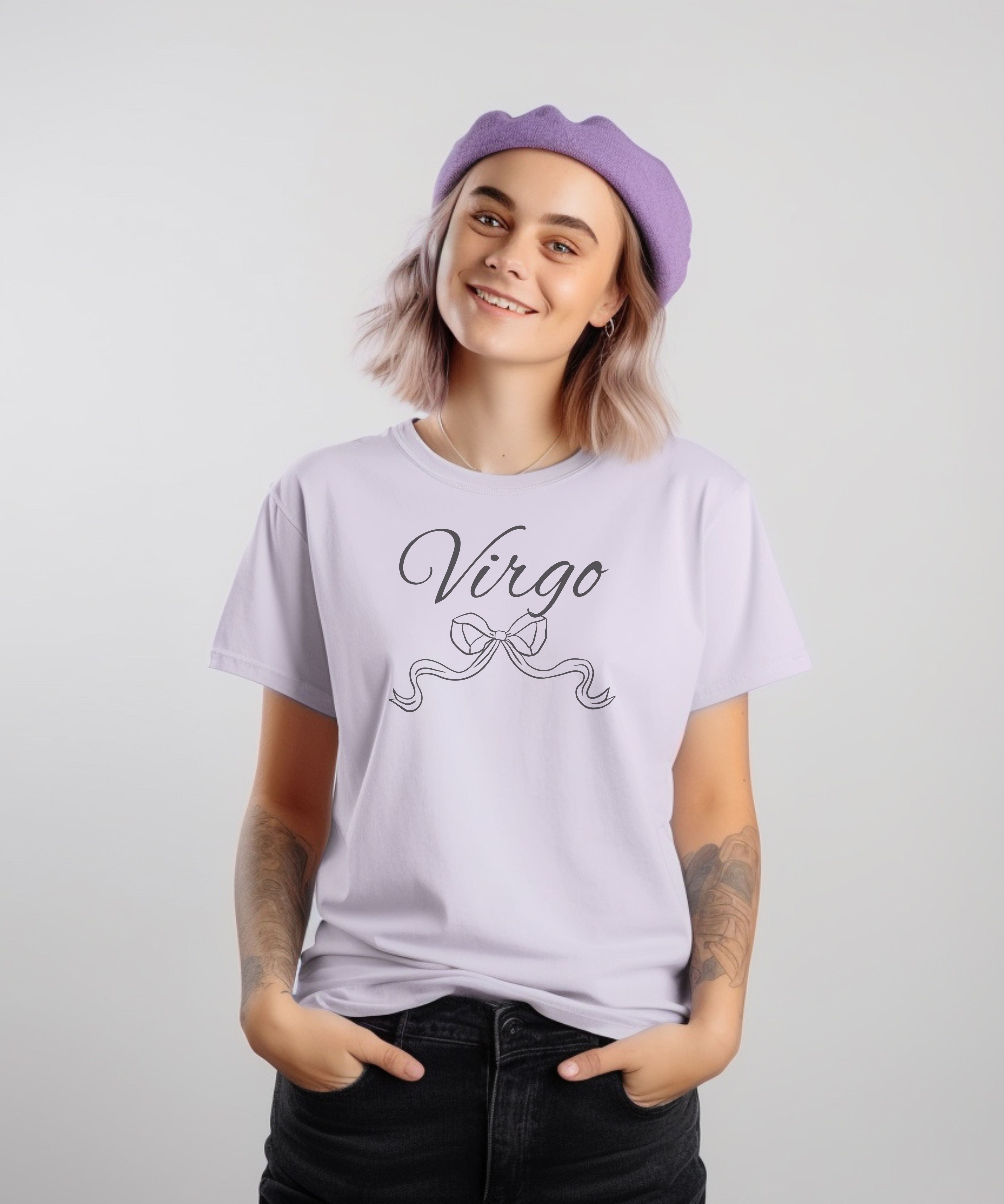 Virgo Script Zodiac T-Shirt Elegant Astrology Tee product thumbnail image Virgo Script Zodiac T-Shirt Elegant Astrology Tee product thumbnail image