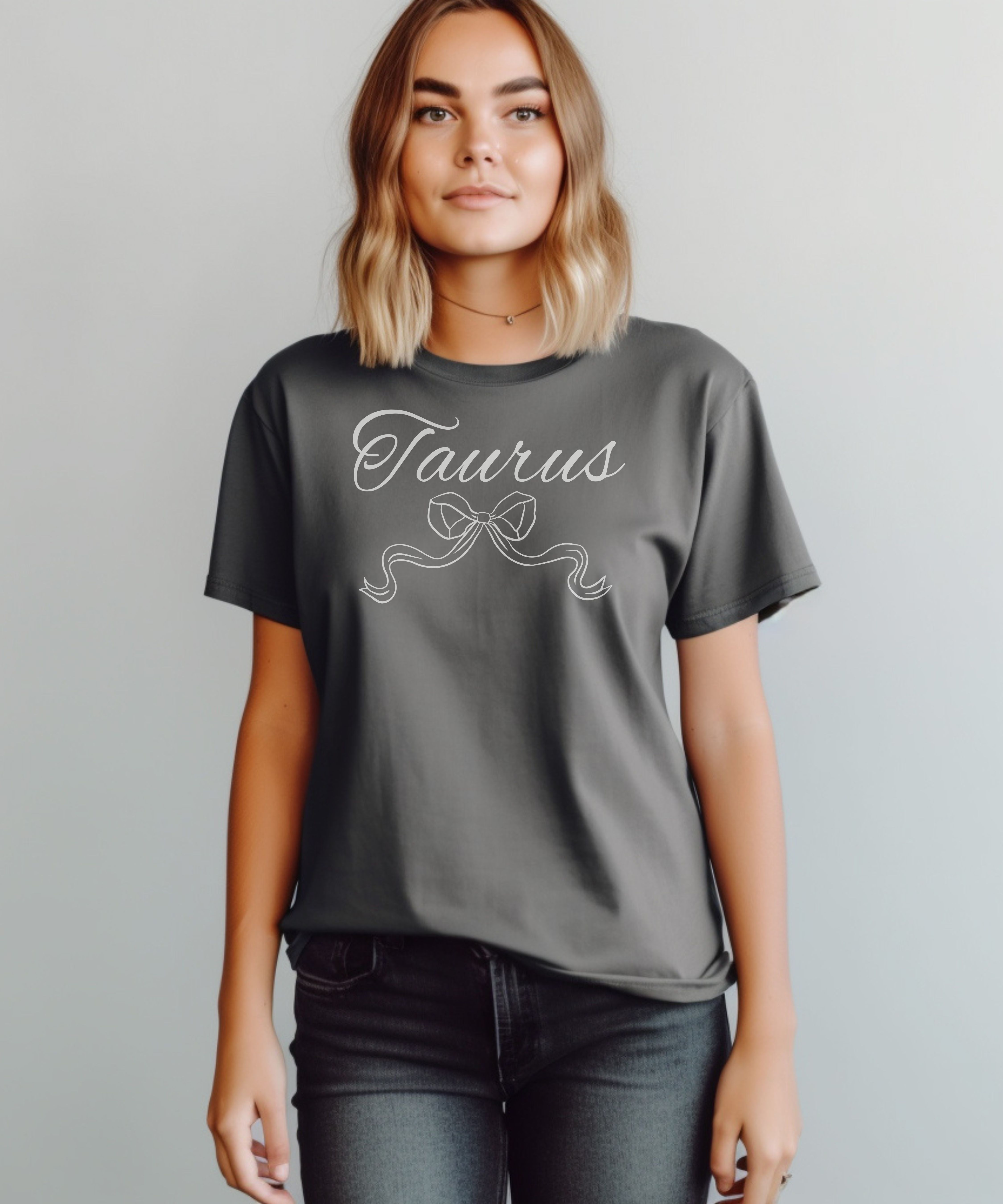 Taurus Zodiac T-Shirt Script Constellation Graphic Tee product thumbnail image