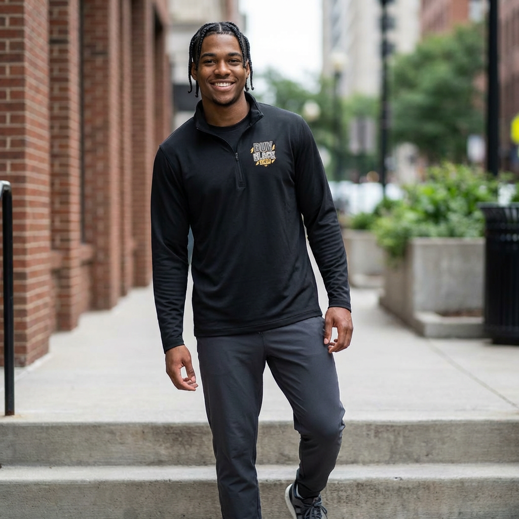 Trendsetting Quarter-Zip Pullover – Buy Black 24/7 Slogan product thumbnail image Trendsetting Quarter-Zip Pullover – Buy Black 24/7 Slogan product thumbnail image