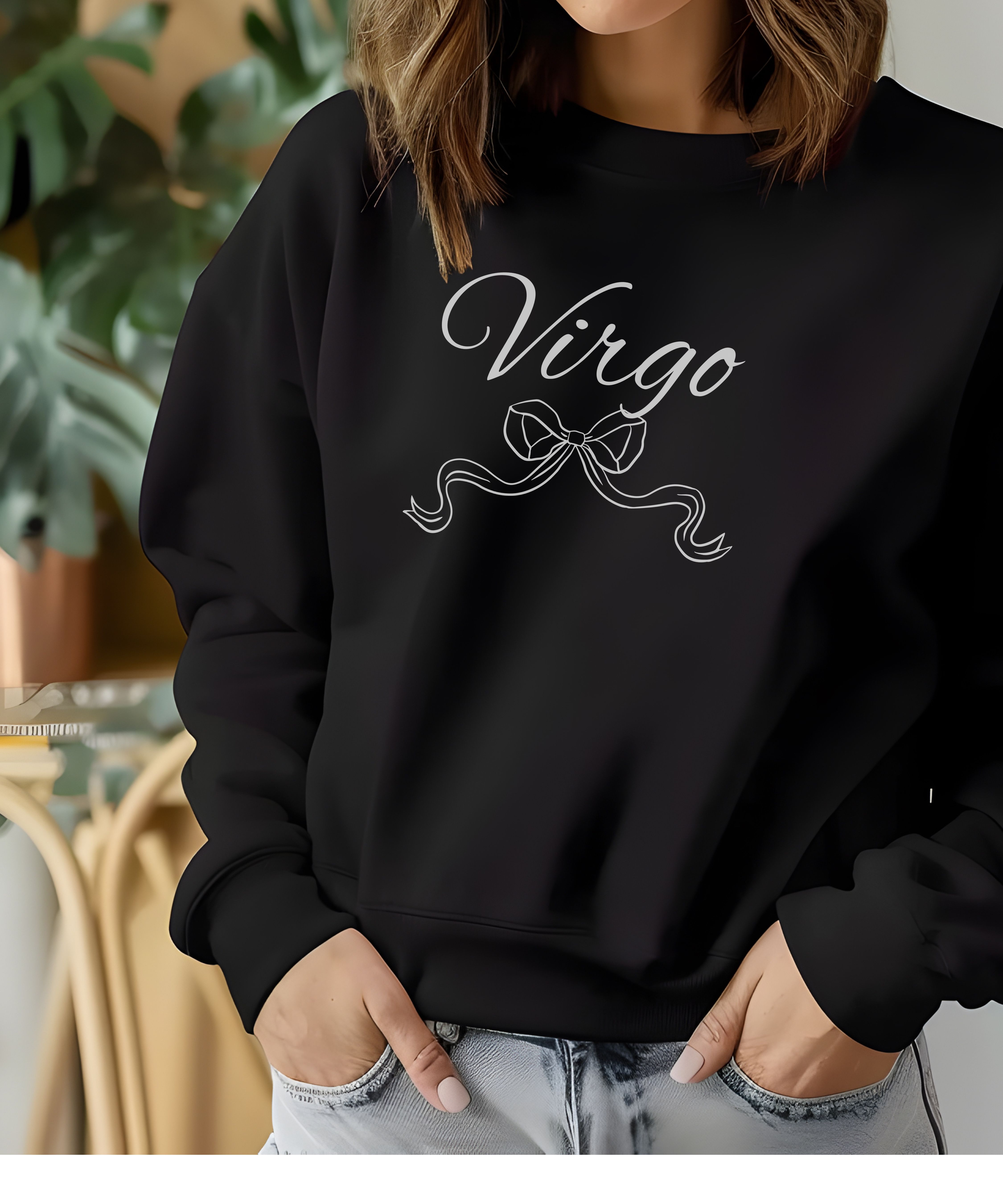 Virgo Crewneck Sweatshirt Elegant Script Zodiac Pullover