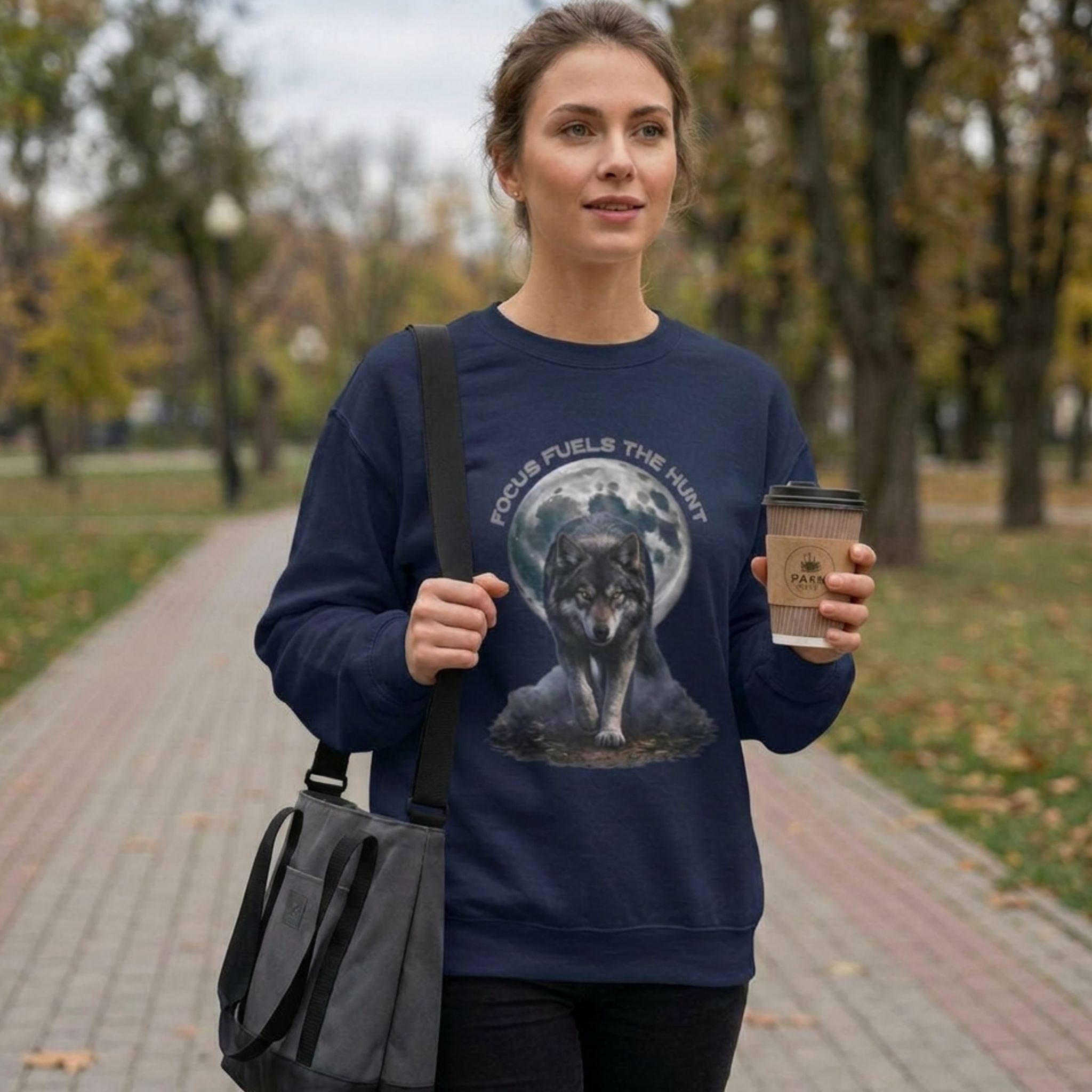 Focus Fuels the Hunt Wolf Graphic Sweatshirt | Gildan 18000 Crewneck product thumbnail image