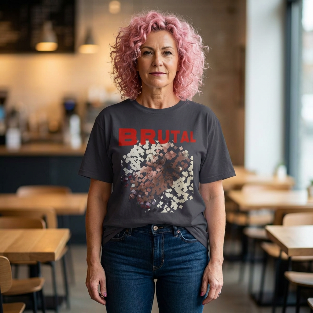 Brutal Graphic Tee — Abstract Pixel Circle Design