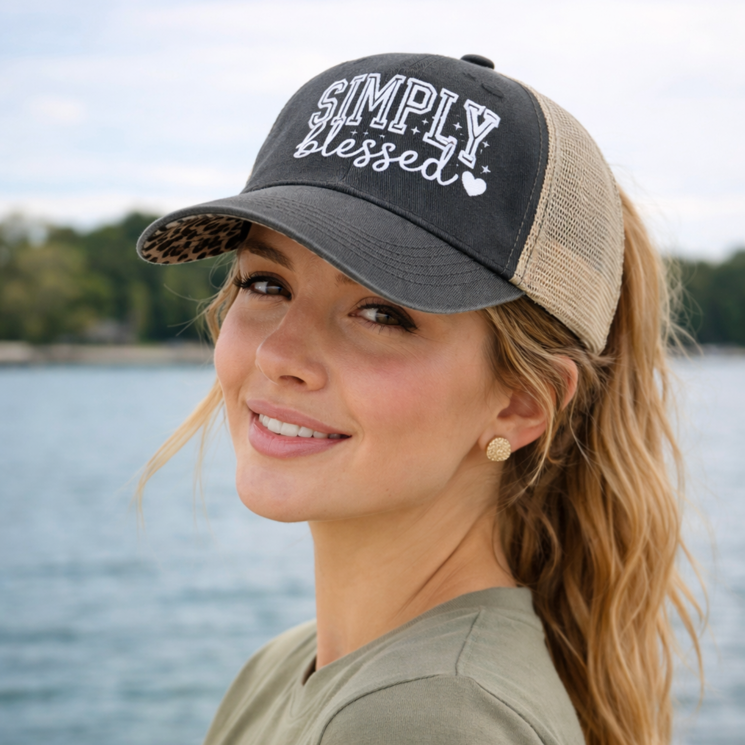Simply Blessed Christian Women's Washed Mesh-Back Cap product thumbnail image Simply Blessed Christian Women's Washed Mesh-Back Cap product thumbnail image