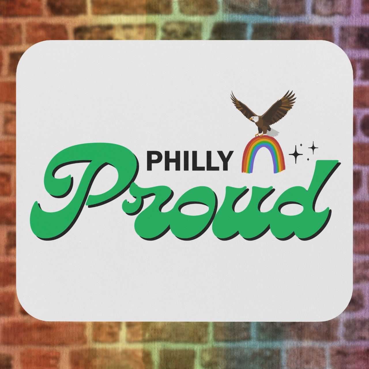 Philly Proud Rectangle Mouse Pad — Rainbow &amp; Eagle Pride Desk Mat
