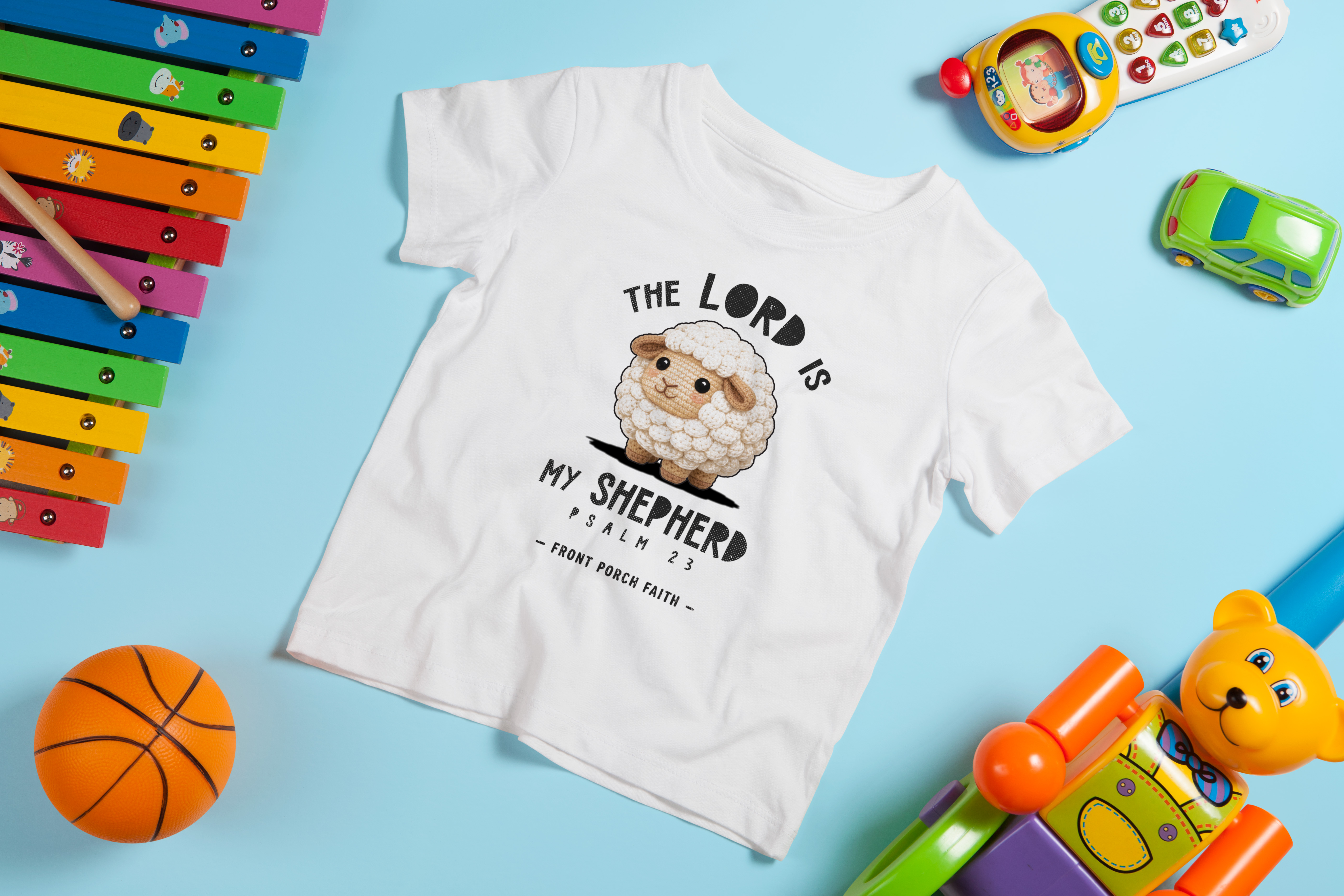 The Lord Is My Shepherd Psalm 23 Toddler Tee | Front Porch Faith Apparel Co.