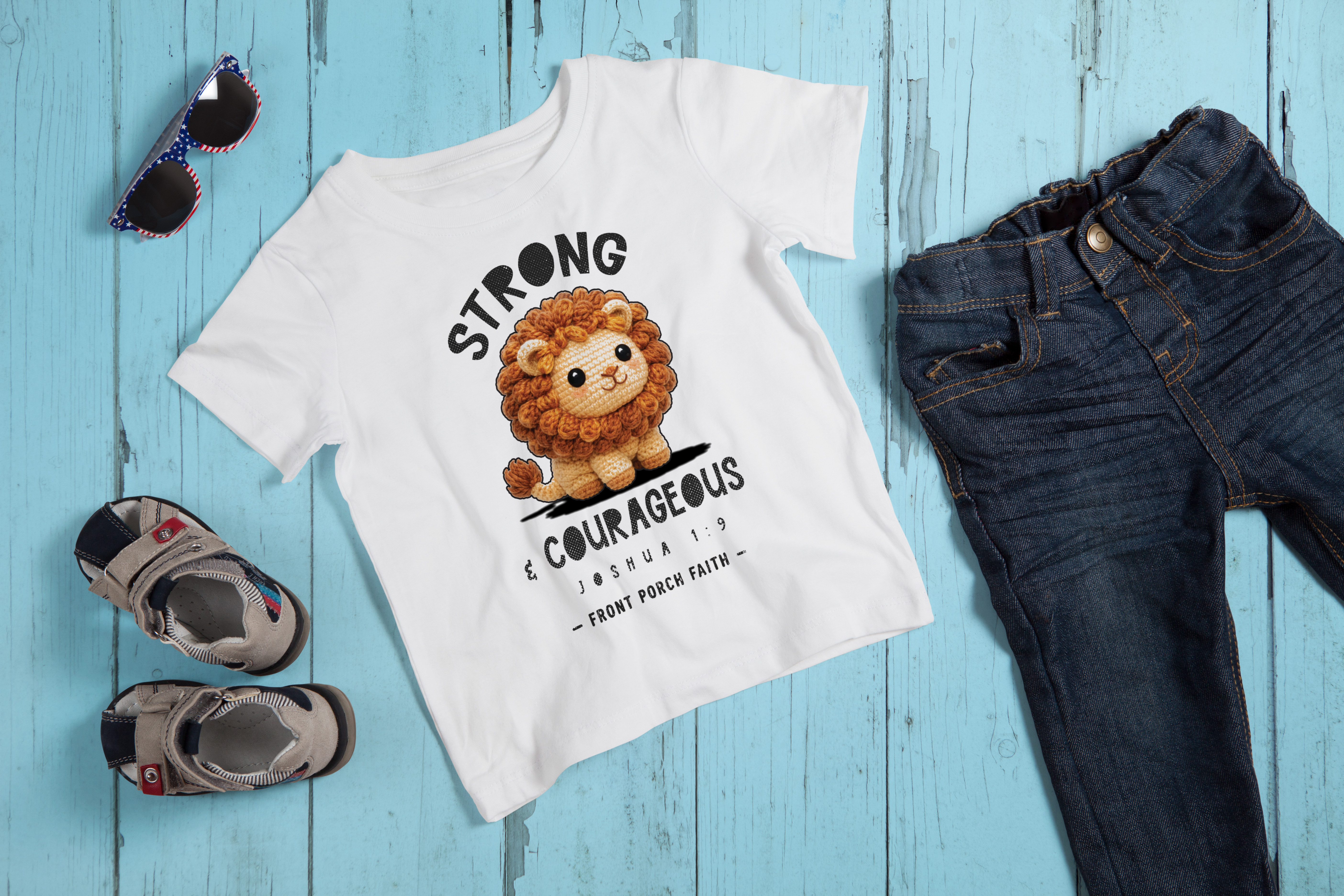 Be Strong and Courageous Toddler Tee | Front Porch Faith Apparel Co. product thumbnail image