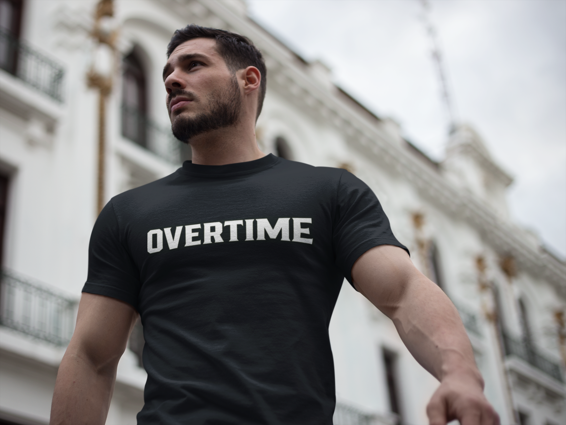 Overtime Tee — Graphic Oversized Men’s T‑Shirt with Bold Front Logo &amp; The Overtime Ox Back Print product thumbnail image