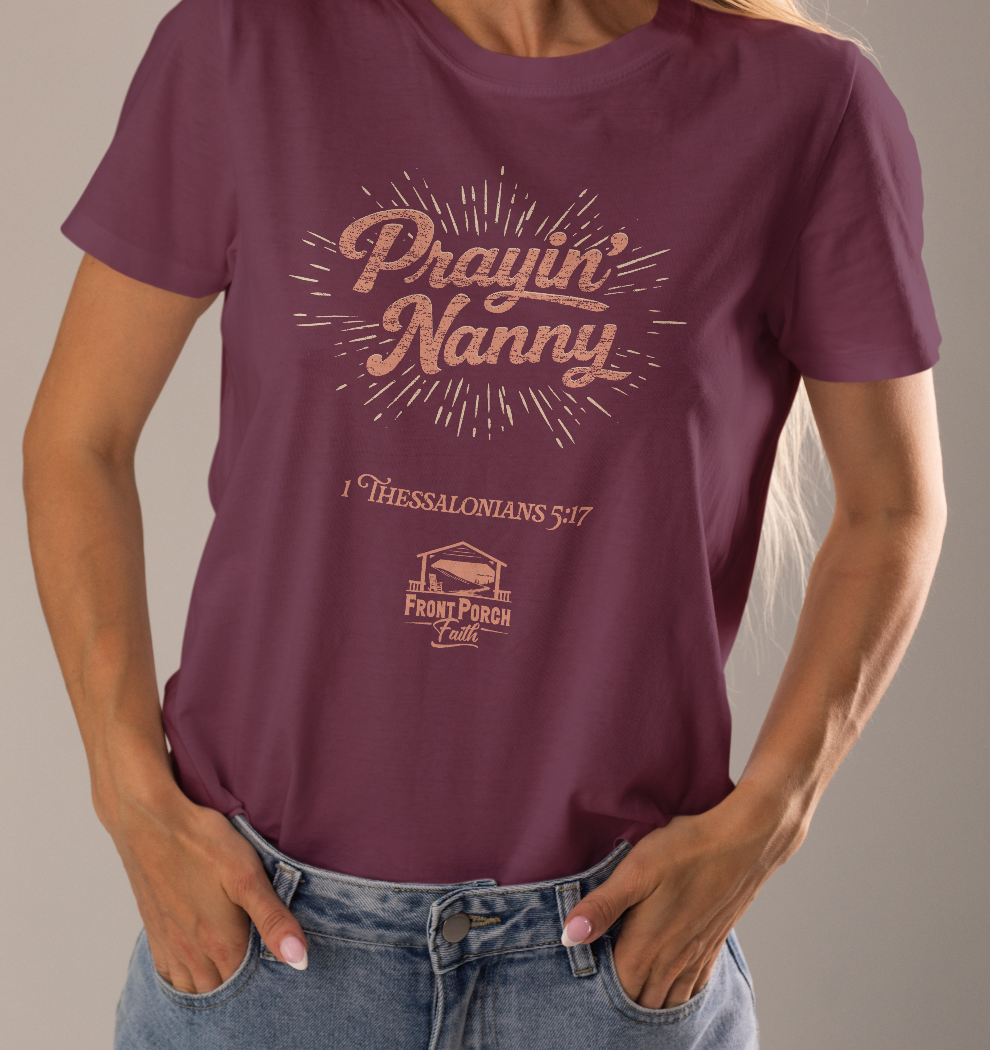 Prayin' Nanny 1 Thessalonians 5:17 | Front Porch Faith Apparel Co. product thumbnail image