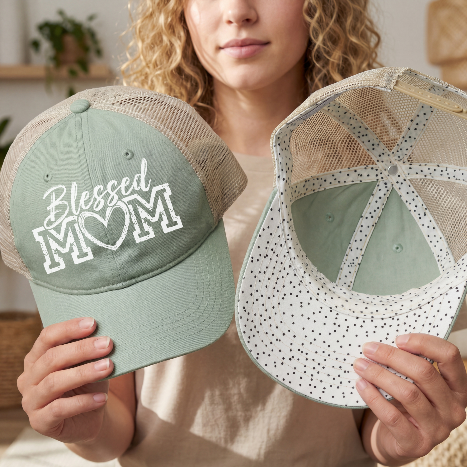Blessed Mom Ponytail Hat | Christian Faith Hat for Women product thumbnail image Blessed Mom Ponytail Hat | Christian Faith Hat for Women product thumbnail image