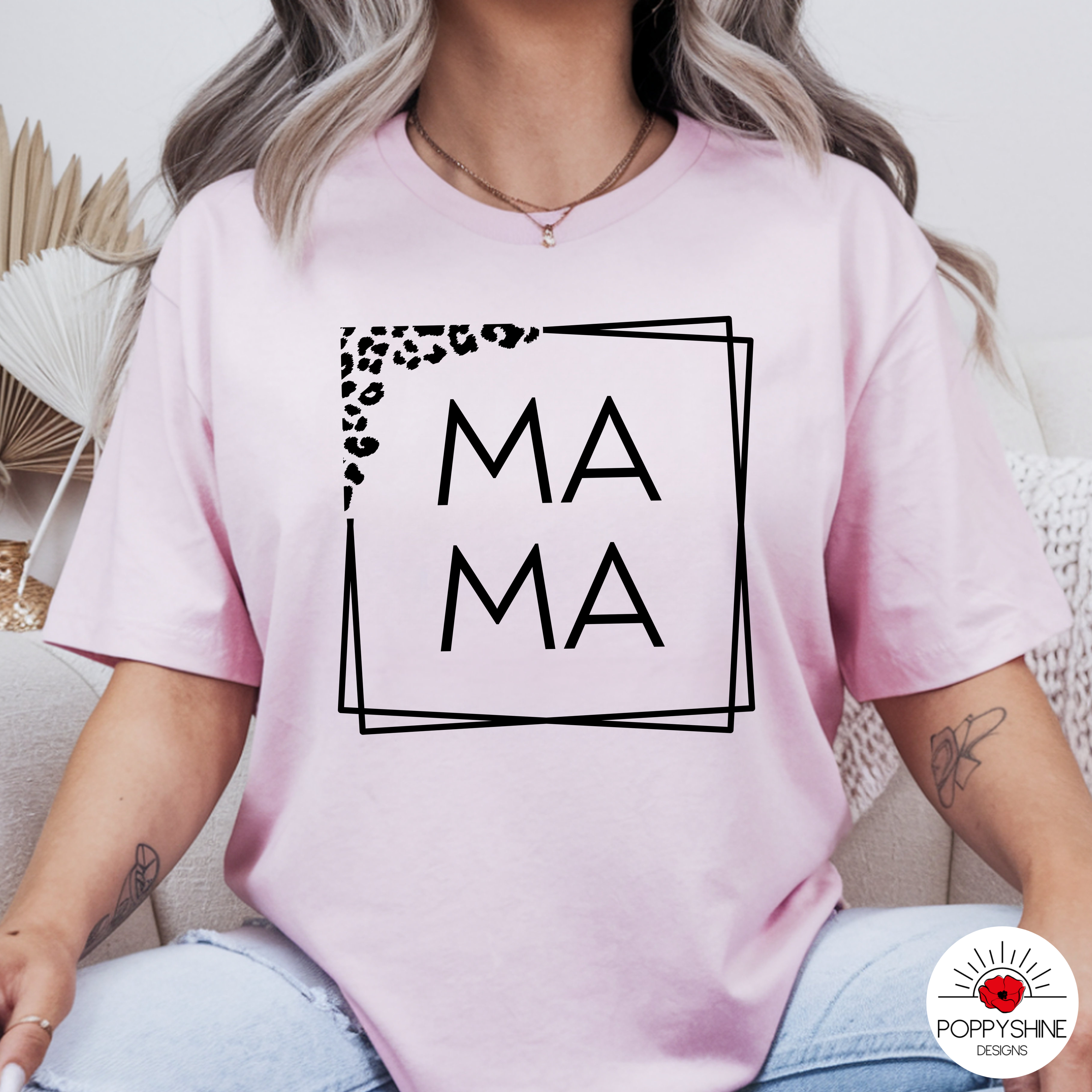 Mama Leopard Frame T-Shirt — Minimal Black 'MAMA' Graphic Tee product thumbnail image Mama Leopard Frame T-Shirt — Minimal Black 'MAMA' Graphic Tee product thumbnail image