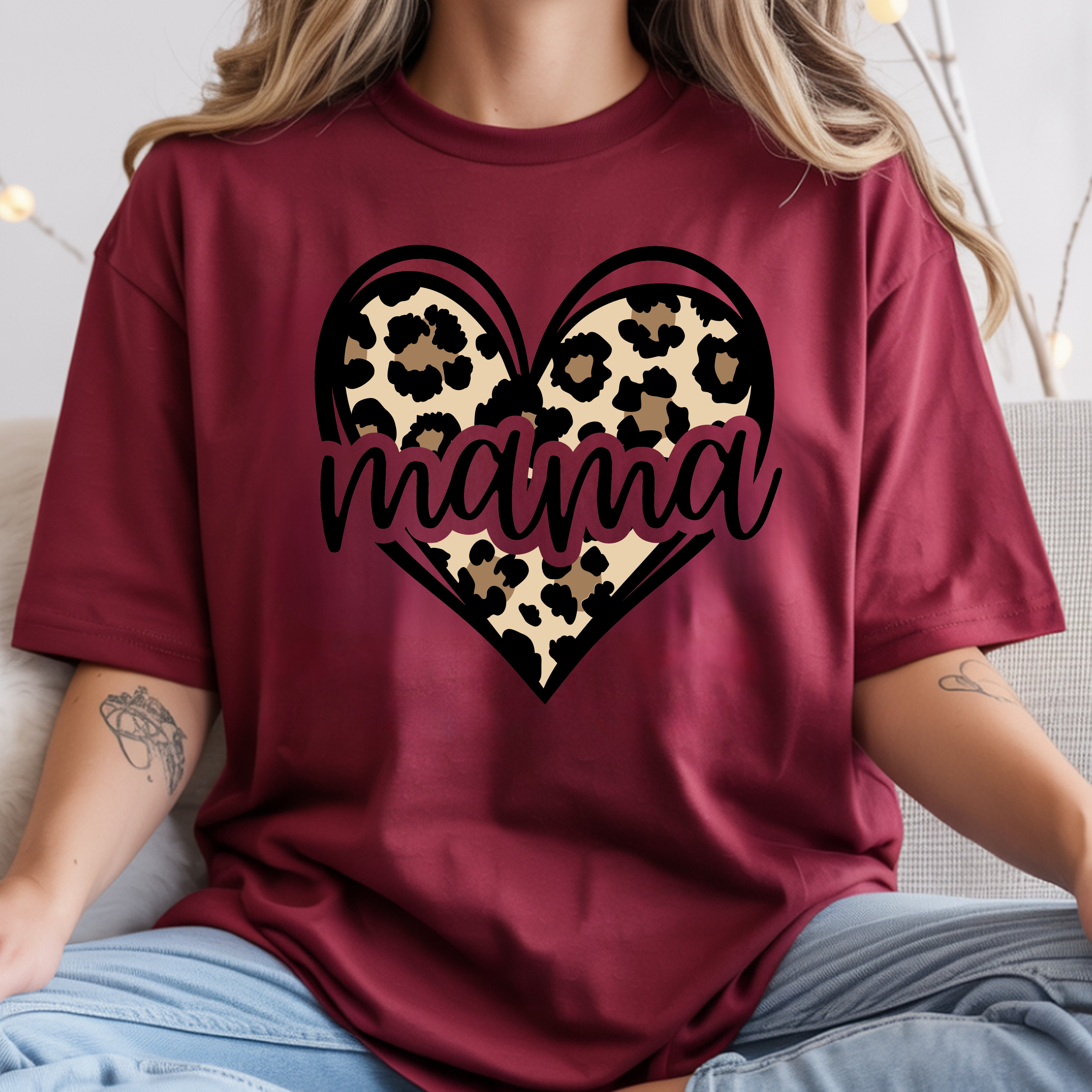 Mama Leopard Heart T-Shirt product thumbnail image