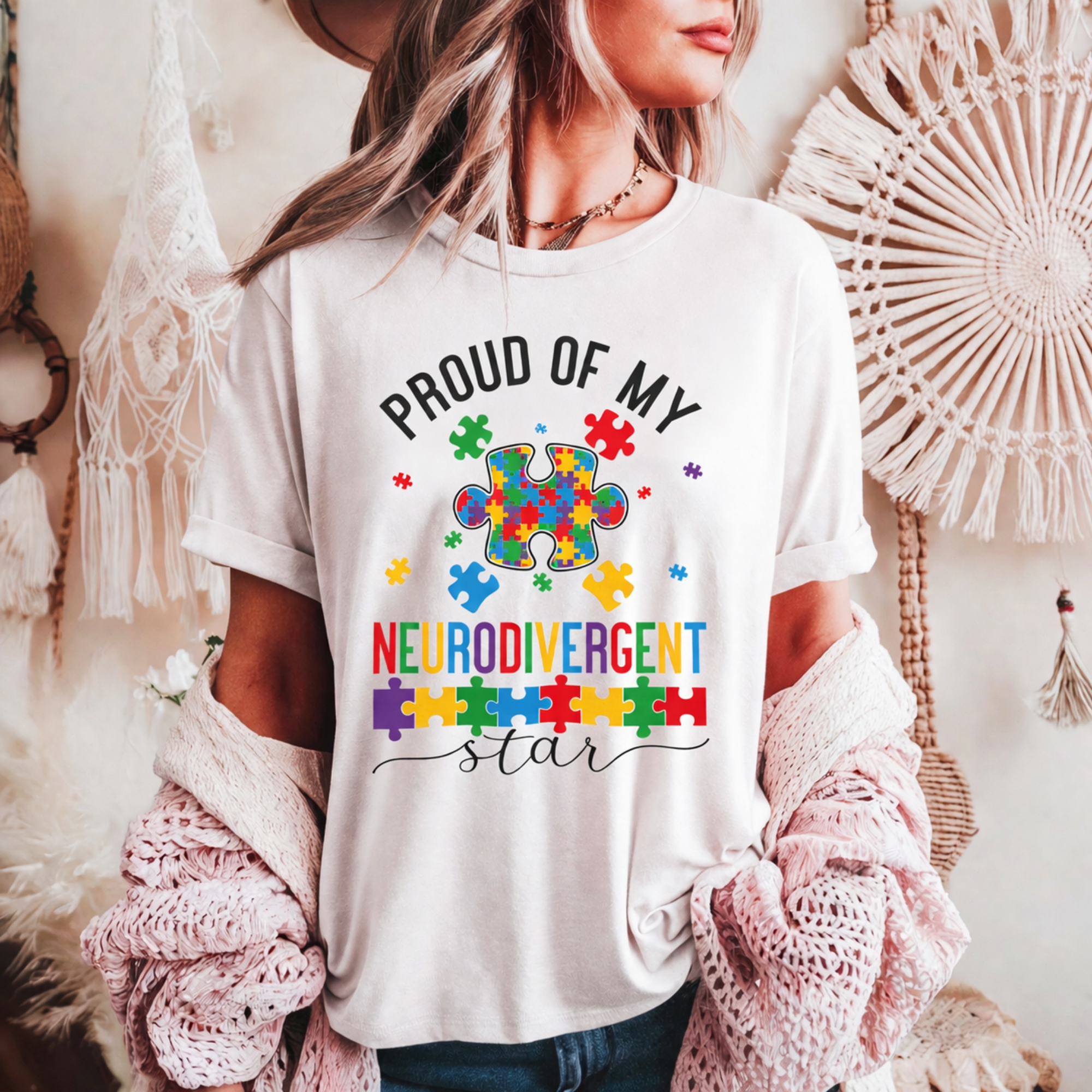 Proud of My Neurodivergent Star T-Shirt | Puzzle Piece Autism Awareness Tee product thumbnail image Proud of My Neurodivergent Star T-Shirt | Puzzle Piece Autism Awareness Tee product thumbnail image