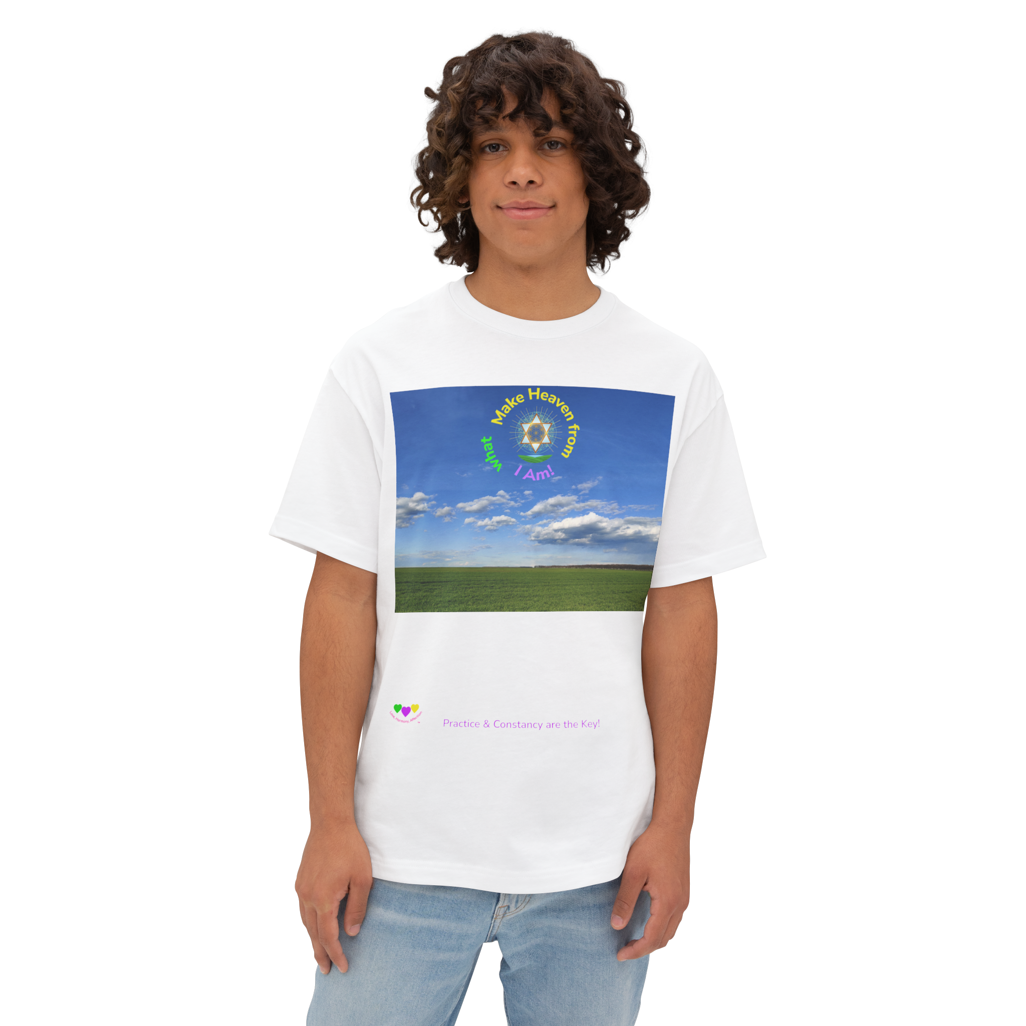 Green field, Make Heaven from what I Am! - Spiritual Tee, Cotton | Unisex product thumbnail image Green field, Make Heaven from what I Am! - Spiritual Tee, Cotton | Unisex product thumbnail image