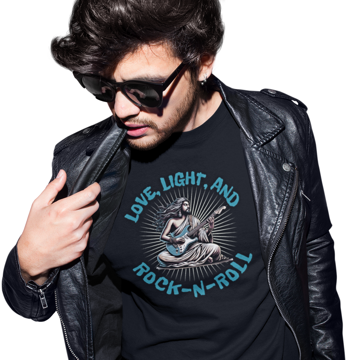 Rock-N-Roll Tee — "Love, Light, and Rock-N-Roll" Yeshua Graphic Shirt