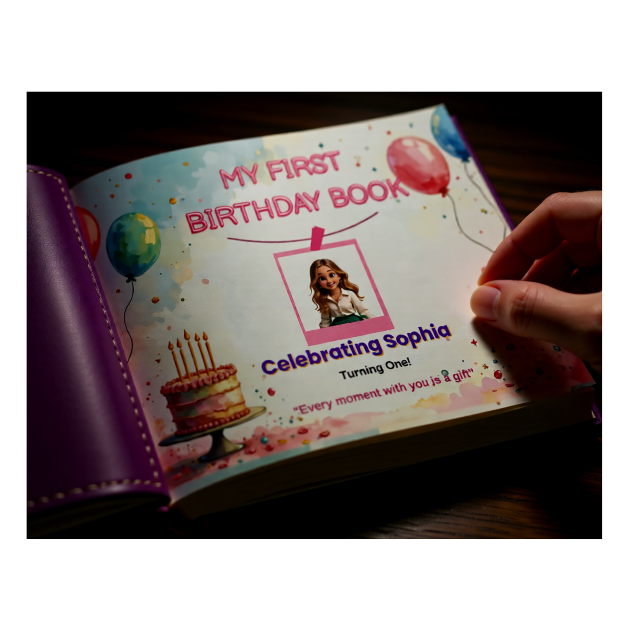 Personalized My First Birthday Hardcover Photobook - 11x8.5 Keepsake Gift for Babies product thumbnail image