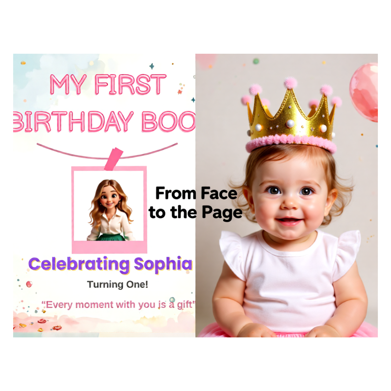 Personalized My First Birthday Hardcover Photobook - 11x8.5 Keepsake Gift for Babies product thumbnail image