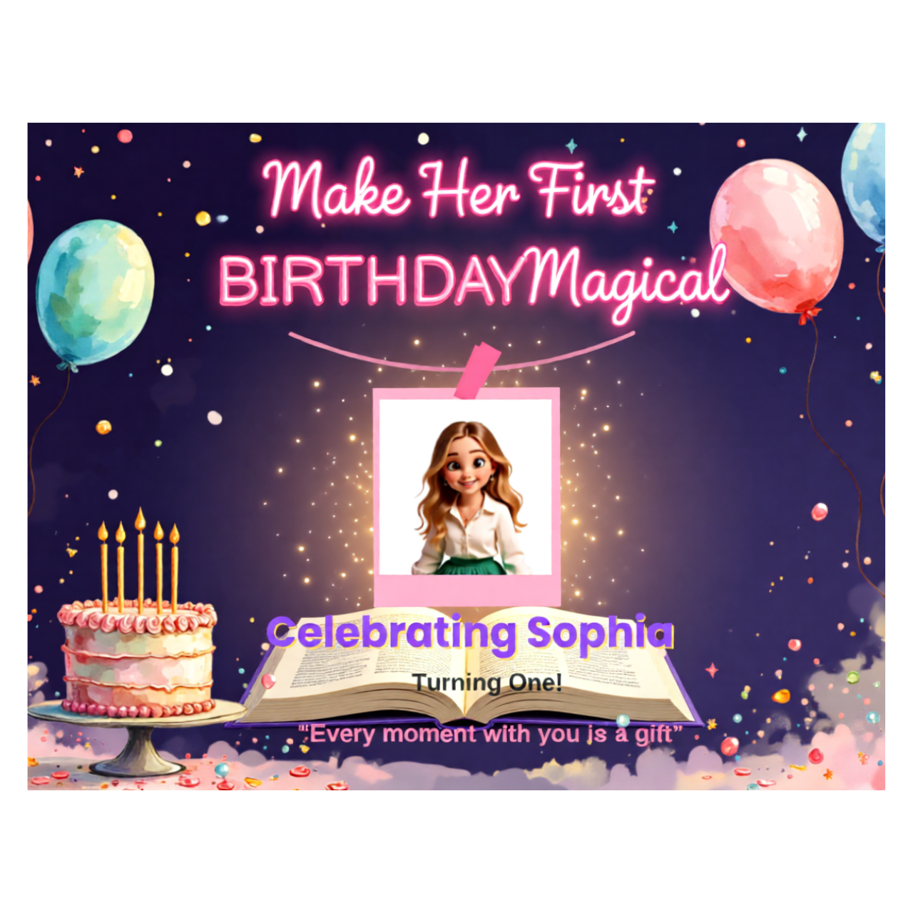 Personalized My First Birthday Hardcover Photobook - 11x8.5 Keepsake Gift for Babies product thumbnail image