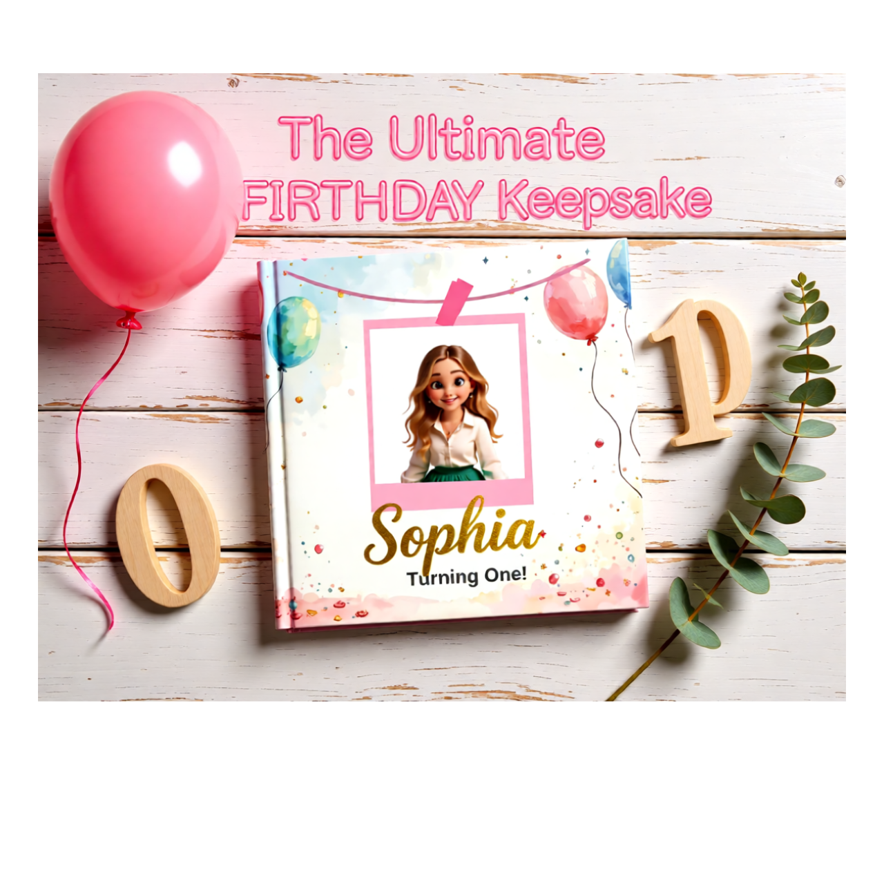 Personalized My First Birthday Hardcover Photobook - 11x8.5 Keepsake Gift for Babies product thumbnail image